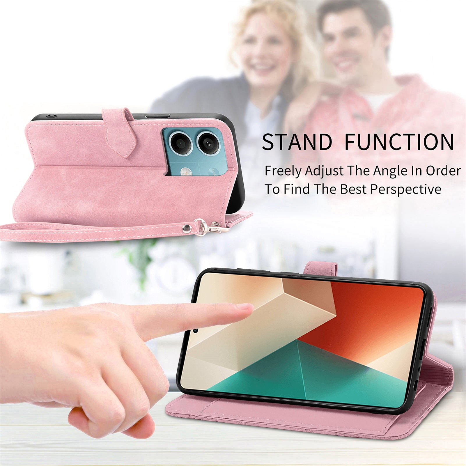 For Xiaomi Redmi Note 13 5G Case Handbag Zipper Pocket Flower Imprinted Leather Phone Cover