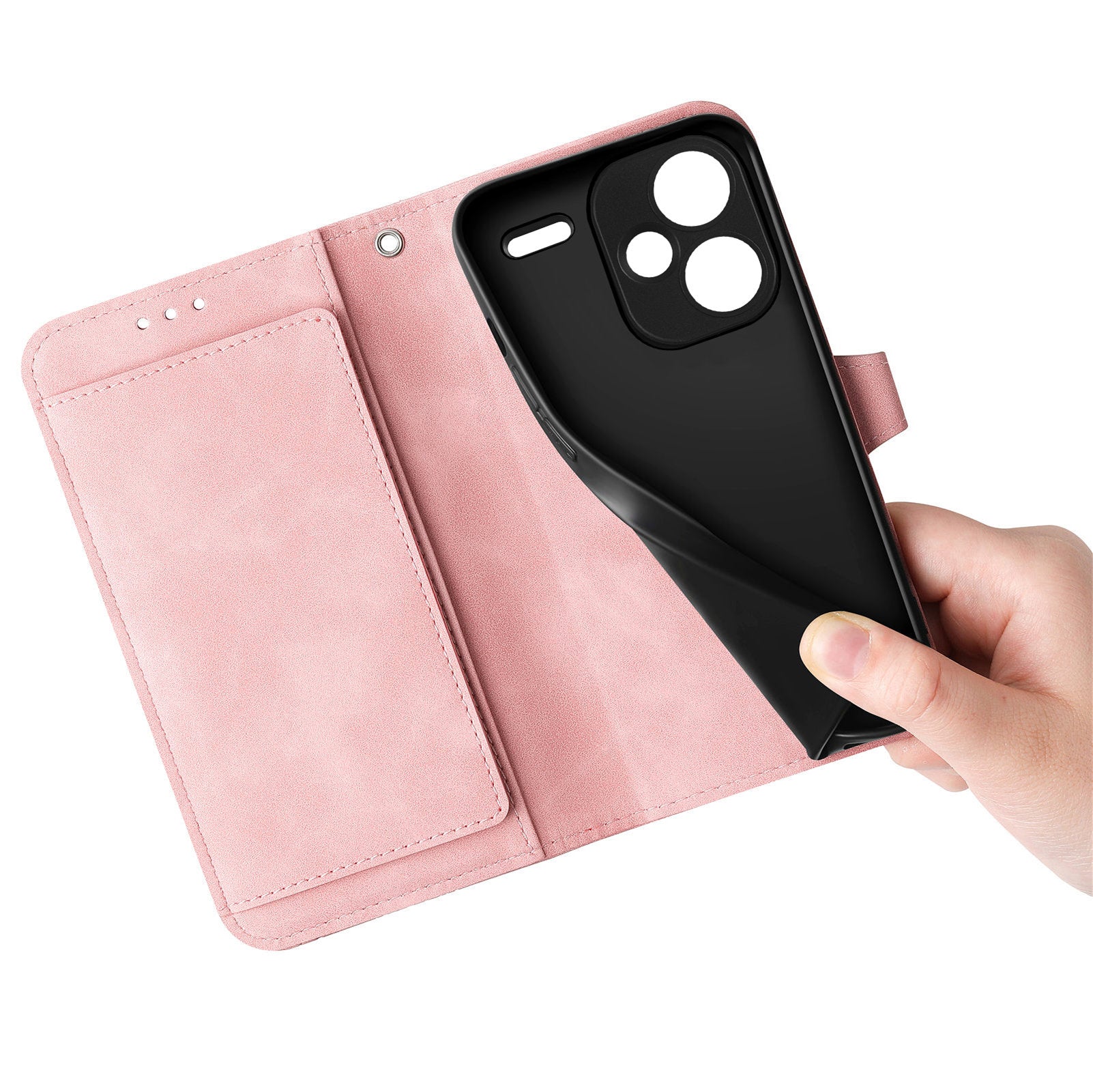 For Xiaomi Redmi Note 13 Pro+ 5G Leather Wallet Case Zipper Pocket Flower Phone Cover
