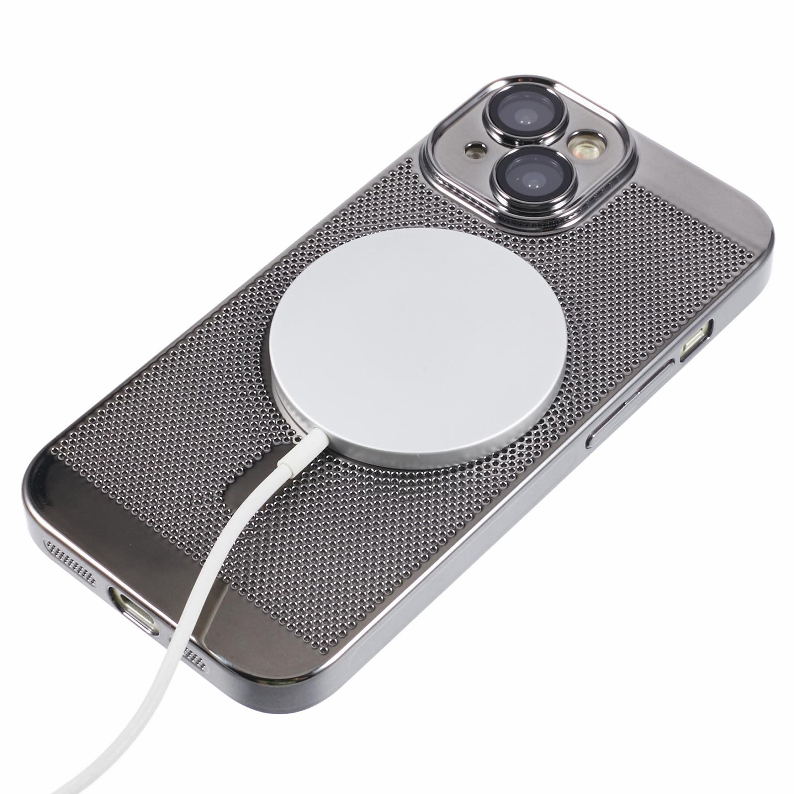 SY Series For iPhone 14 Magnetic Case Heat Dissipation Electroplating PC Cover with Lens Film