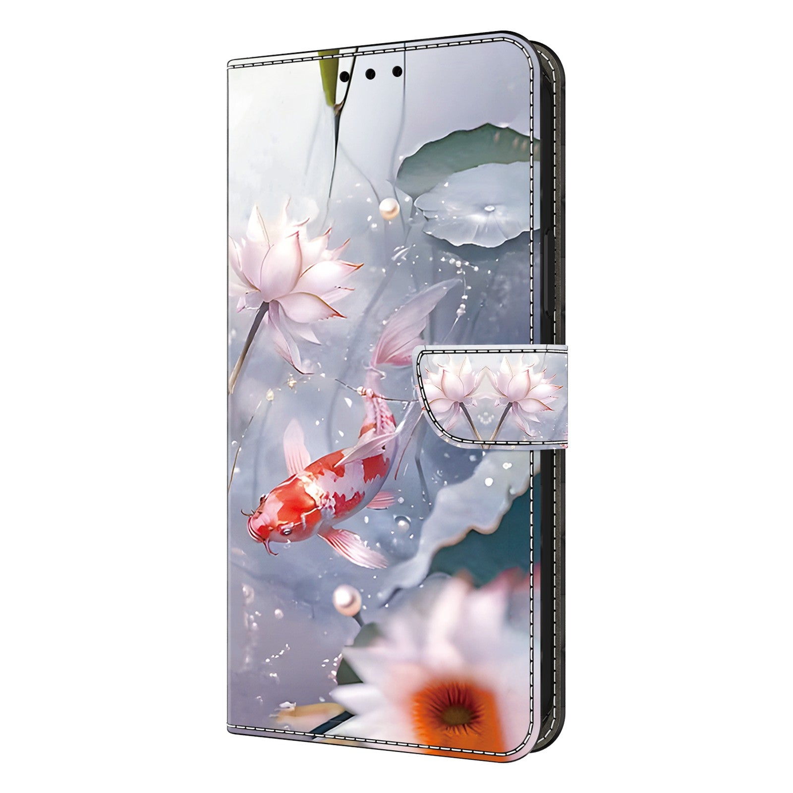 For iPhone 15 Pro Max Case PU Leather Pattern Magnetic Closure Folio Phone Cover