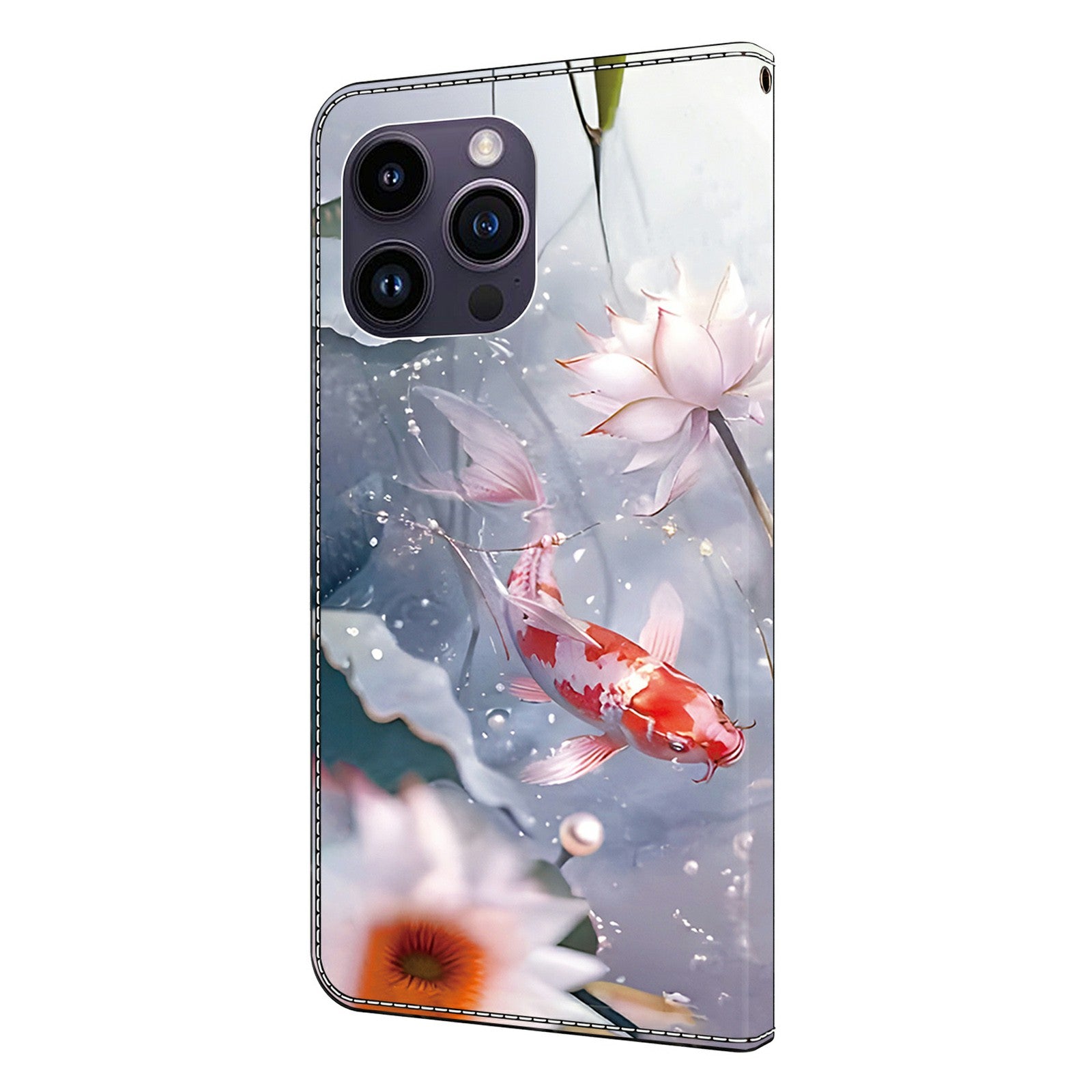For iPhone 15 Pro Max Case PU Leather Pattern Magnetic Closure Folio Phone Cover