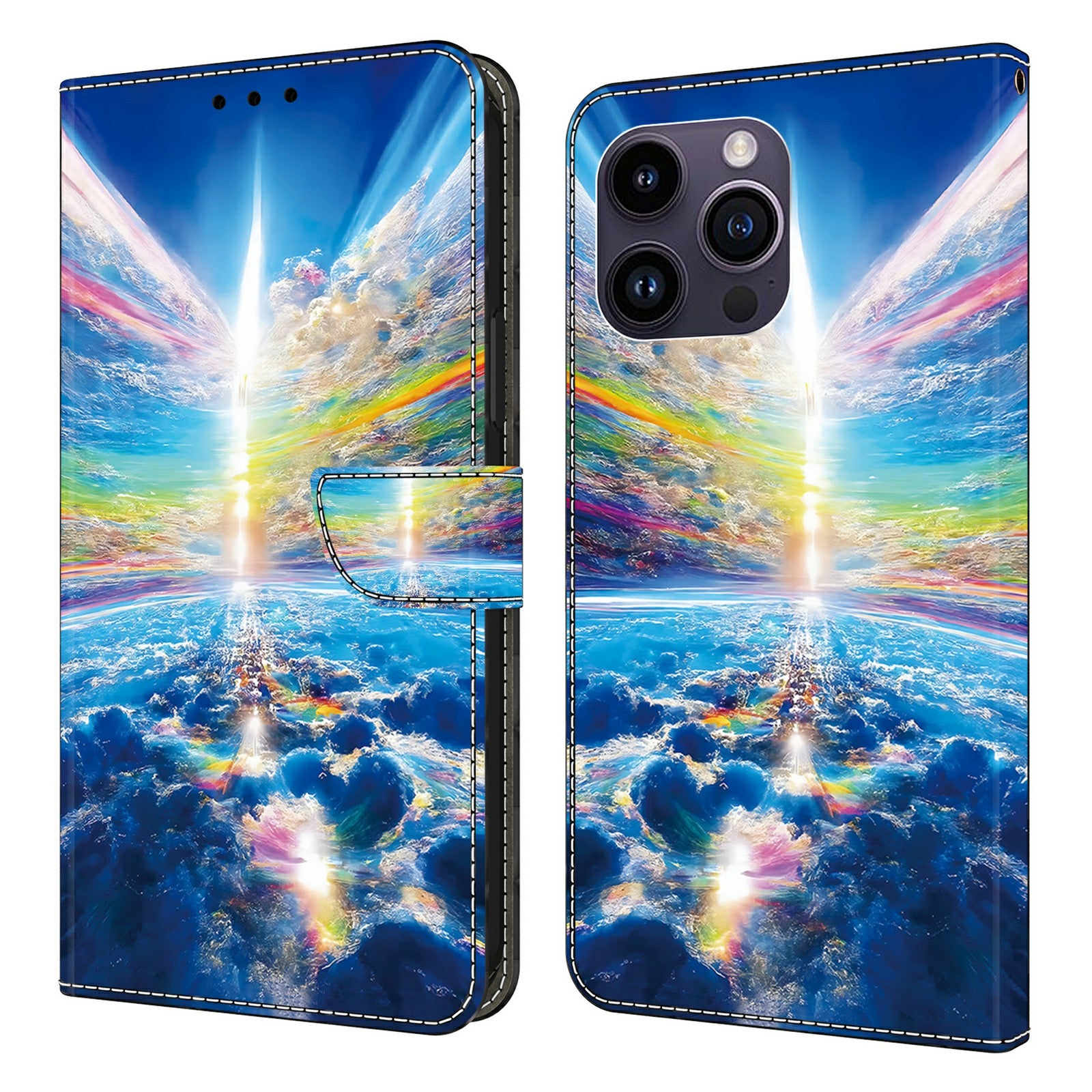 For iPhone 15 Pro Max Case PU Leather Pattern Magnetic Closure Folio Phone Cover