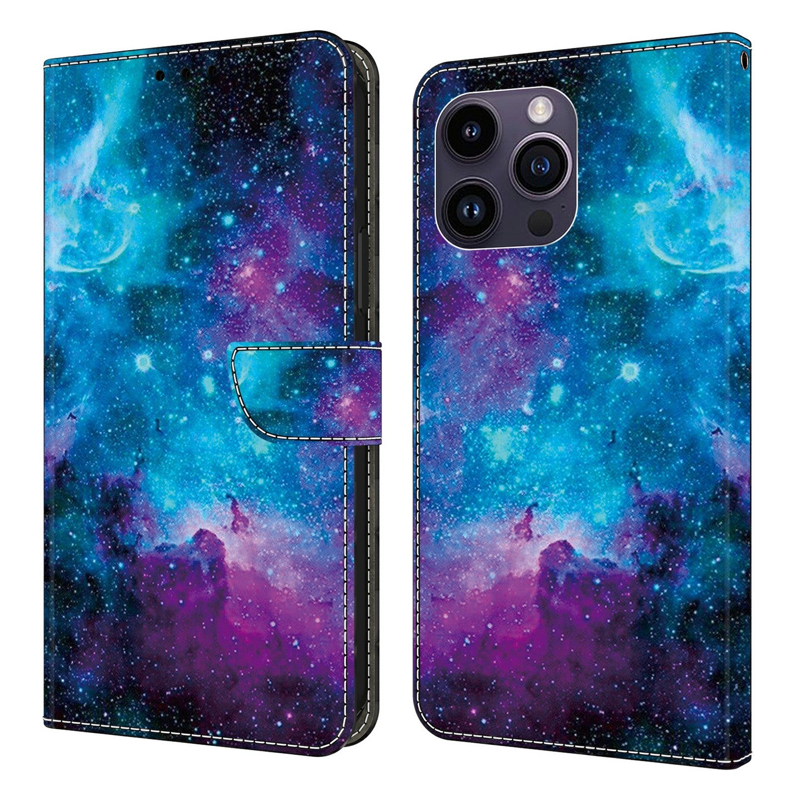 For iPhone 15 Pro Max Case PU Leather Pattern Magnetic Closure Folio Phone Cover