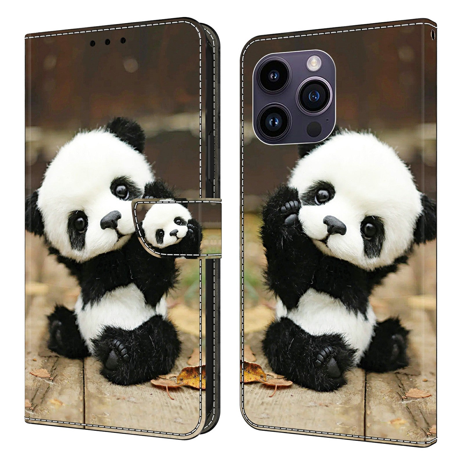 For iPhone 15 Pro Max Case PU Leather Pattern Magnetic Closure Folio Phone Cover