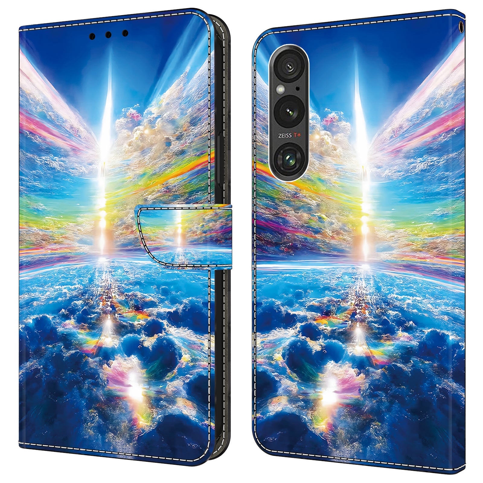 For Sony Xperia 1 V Cover PU Leather Closure Folio Phone Case Magnetic Phone Protective Shell