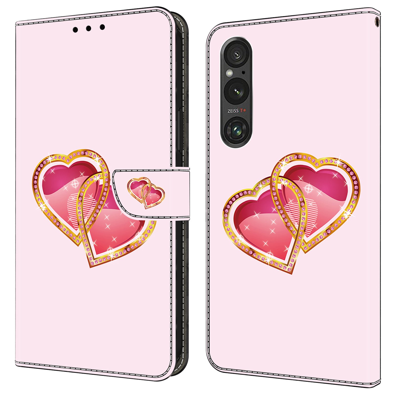For Sony Xperia 1 V Cover PU Leather Closure Folio Phone Case Magnetic Phone Protective Shell
