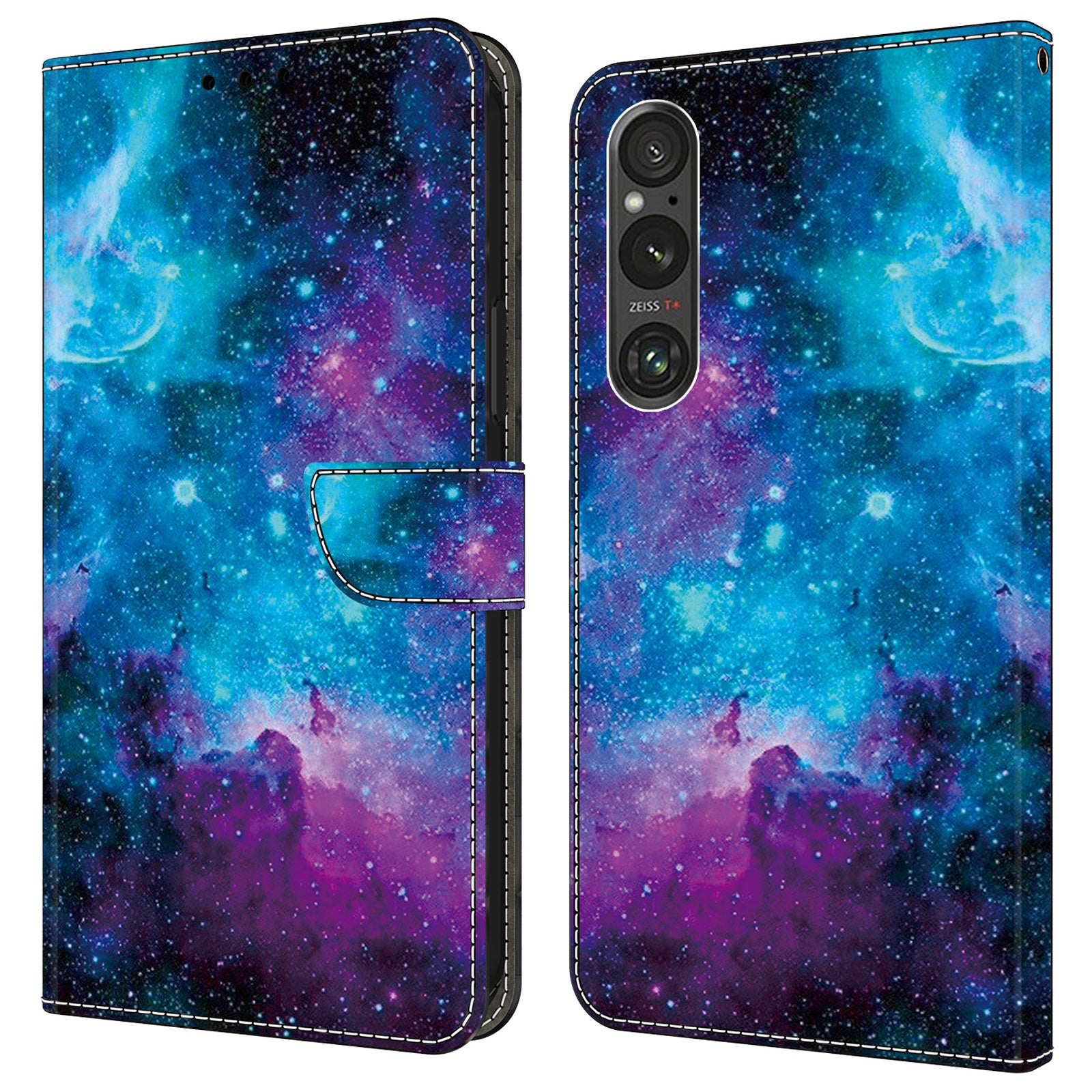 For Sony Xperia 1 V Cover PU Leather Closure Folio Phone Case Magnetic Phone Protective Shell