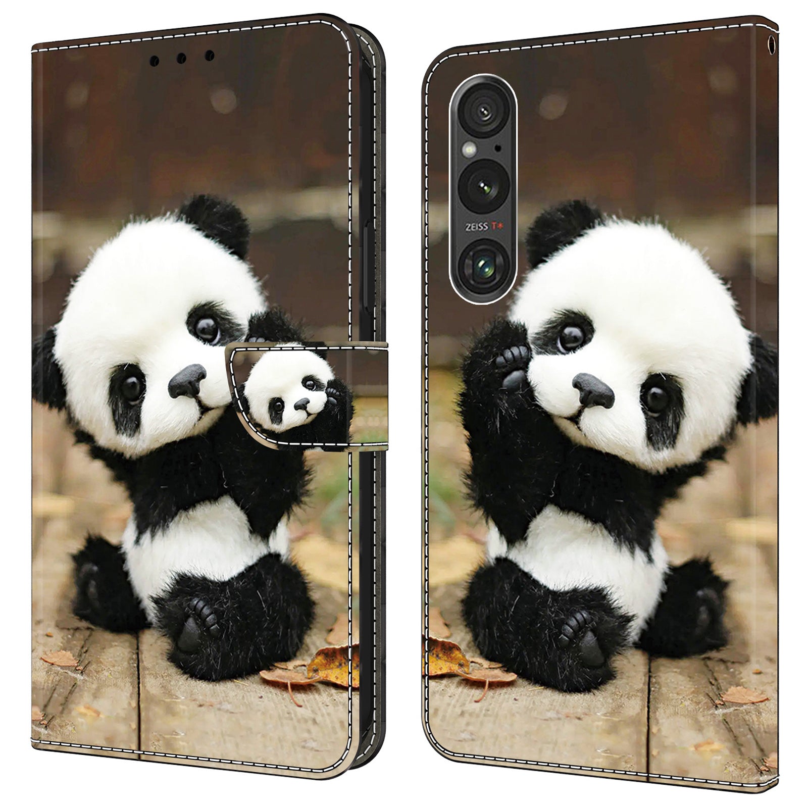 For Sony Xperia 1 V Cover PU Leather Closure Folio Phone Case Magnetic Phone Protective Shell