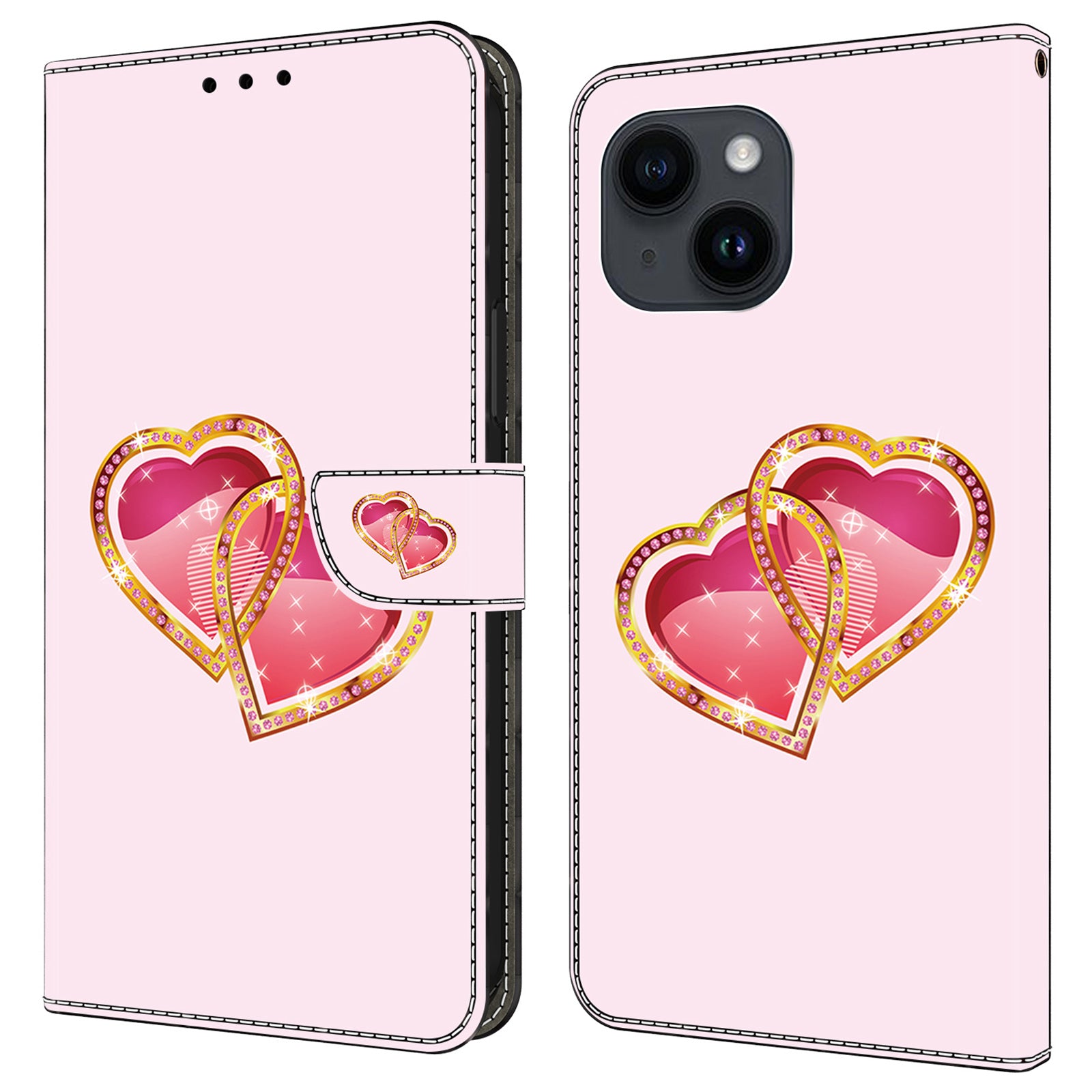For iPhone 14 Plus Leather Case Magnetic Pattern Printed Closure Folio Phone Protective Cover