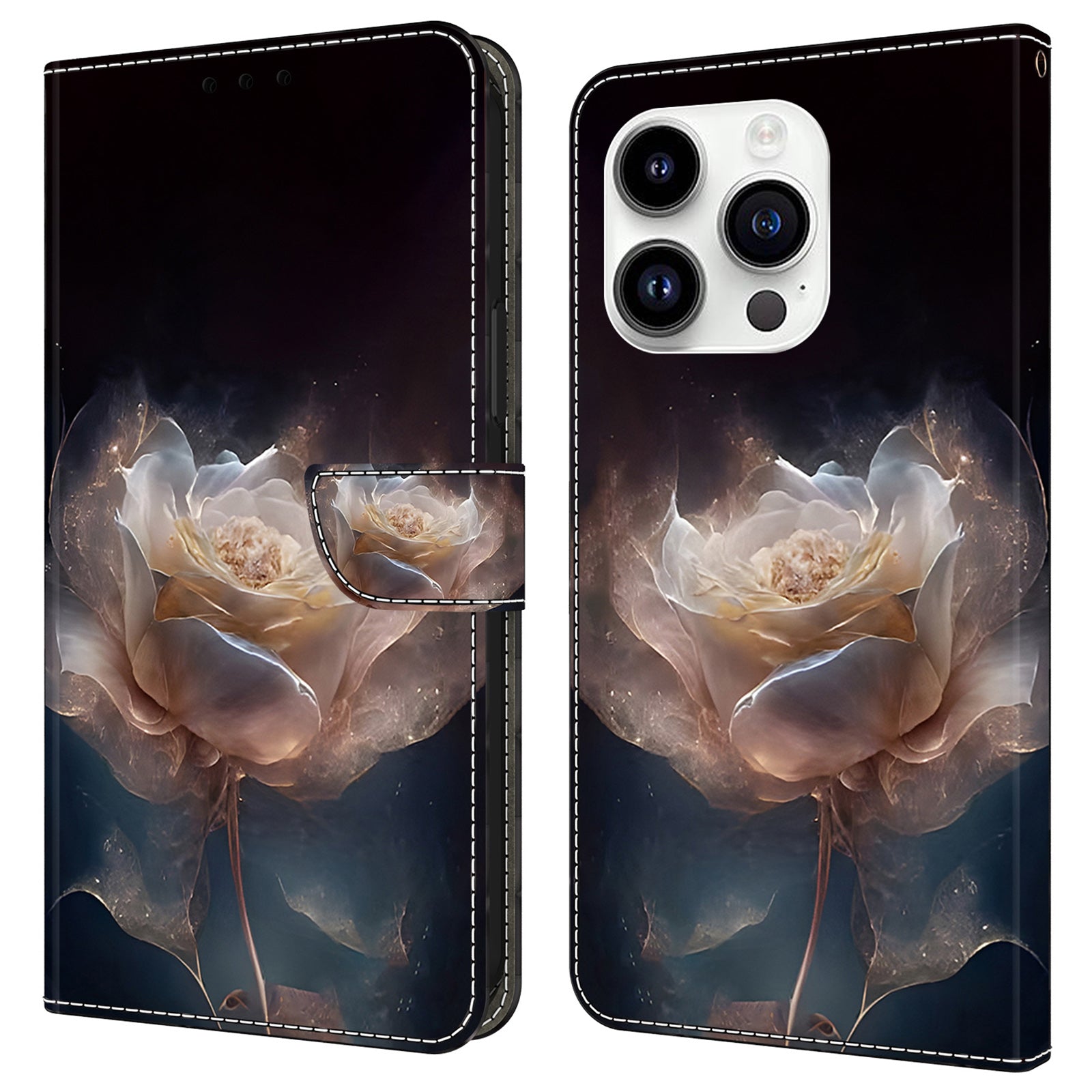 For iPhone 14 Pro Max Wallet Case Pattern Printed PU Leather Magnetic Flip Phone Cover