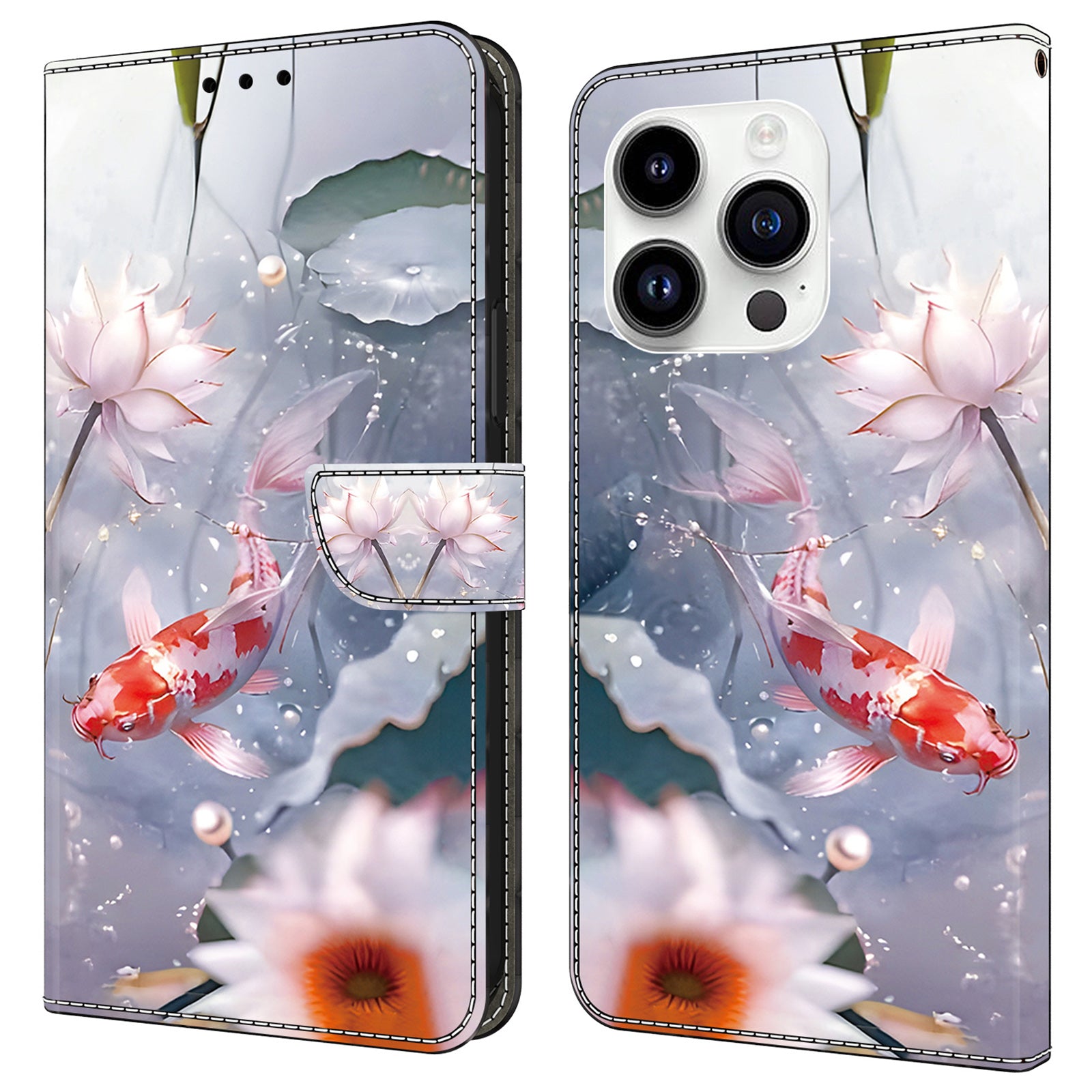 For iPhone 14 Pro Max Wallet Case Pattern Printed PU Leather Magnetic Flip Phone Cover