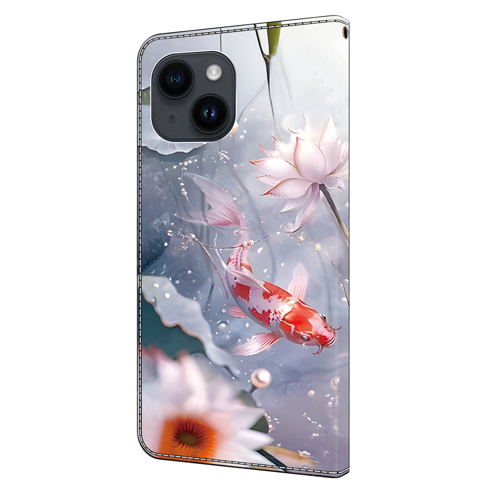For iPhone 15 Leather Case Pattern Printing Wallet Stand Magnetic Clasp Phone Cover