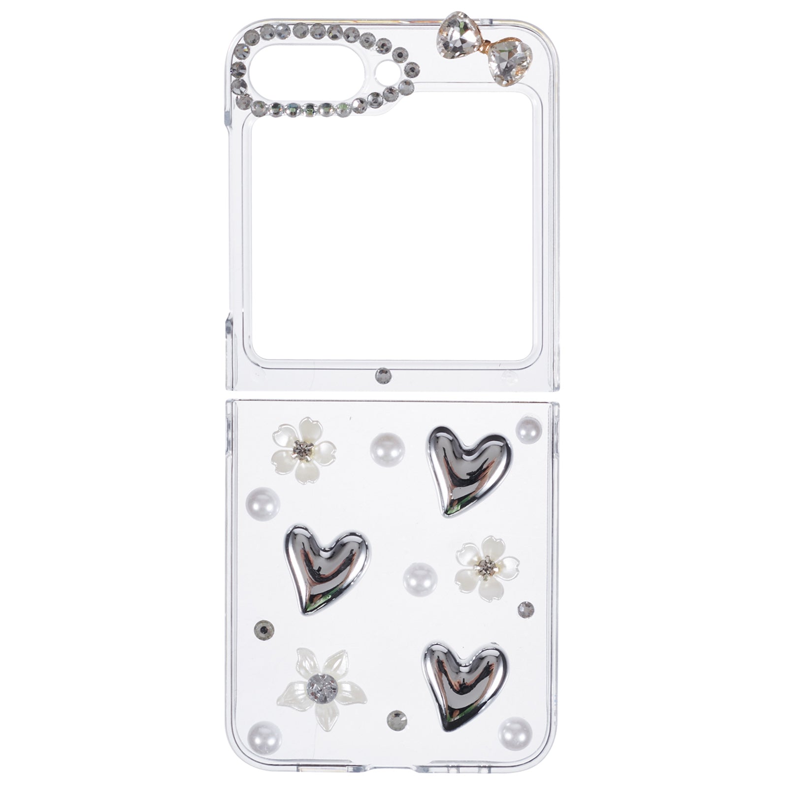 For Samsung Galaxy Z Flip6 5G Case 2-Piece Design Hard Plastic Phone Shell with Rhinestone Decor
