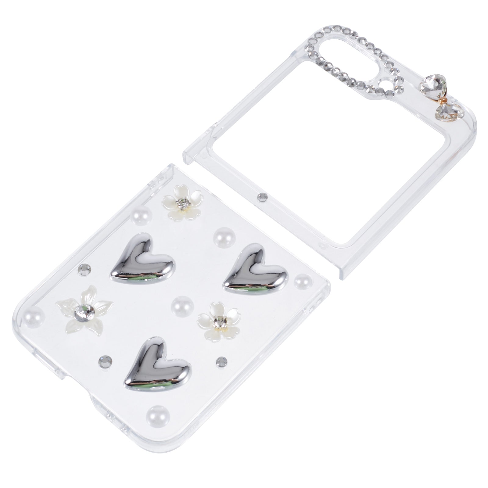 For Samsung Galaxy Z Flip6 5G Case 2-Piece Design Hard Plastic Phone Shell with Rhinestone Decor