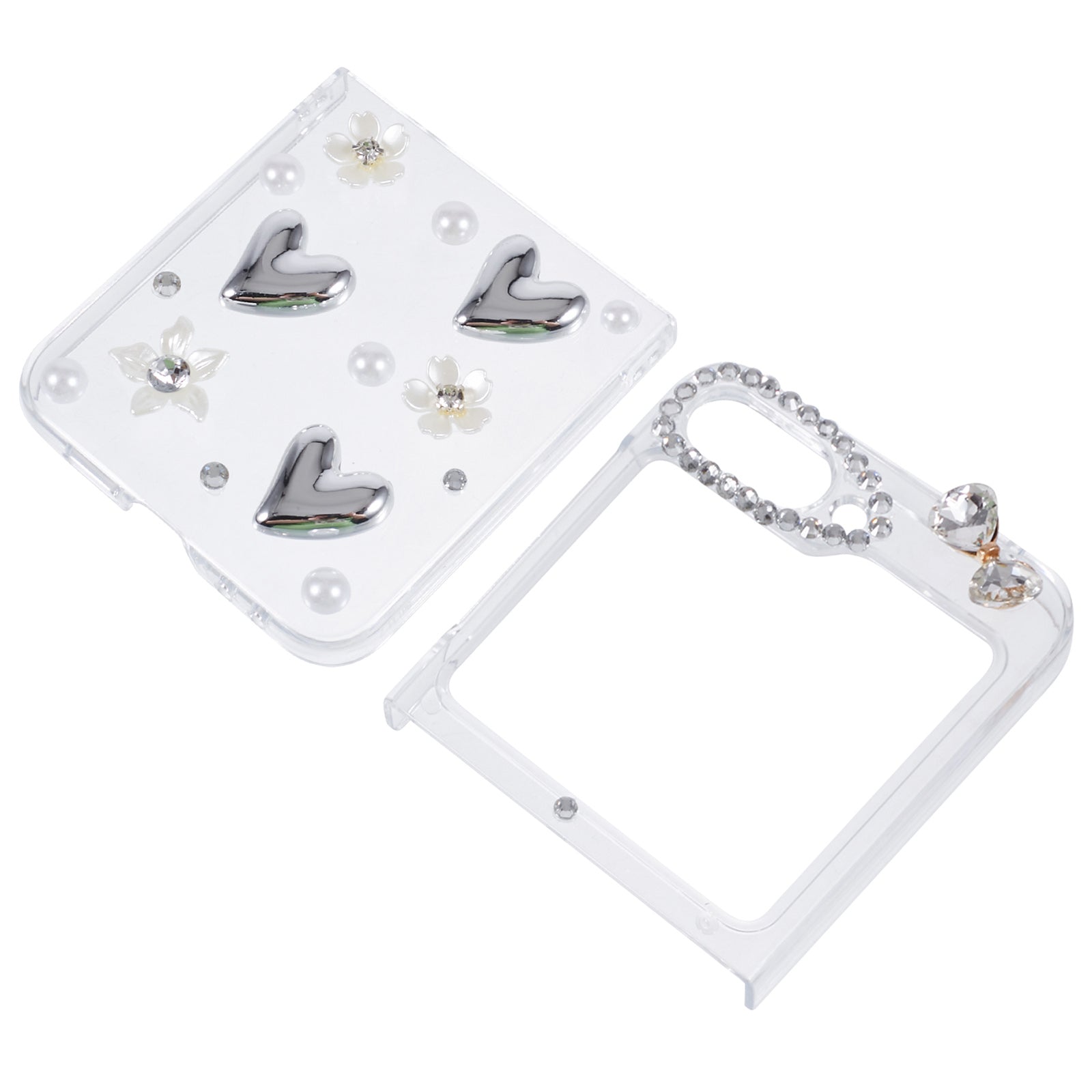 For Samsung Galaxy Z Flip6 5G Case 2-Piece Design Hard Plastic Phone Shell with Rhinestone Decor
