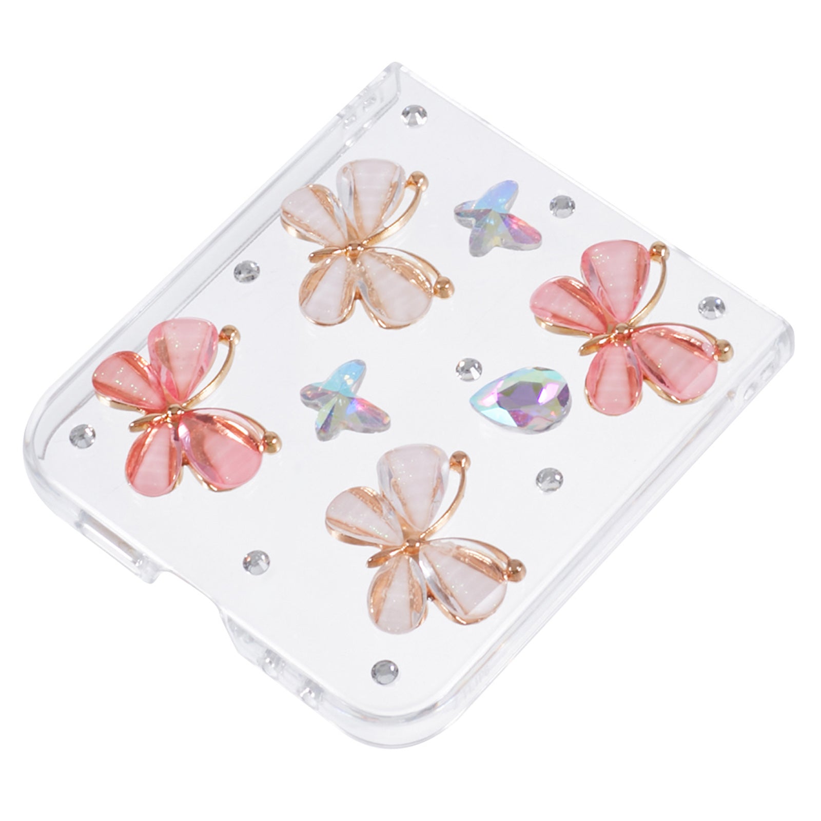 For Samsung Galaxy Z Flip6 5G Case 2-Piece Design Rhinestone Decor Plastic Phone Cover