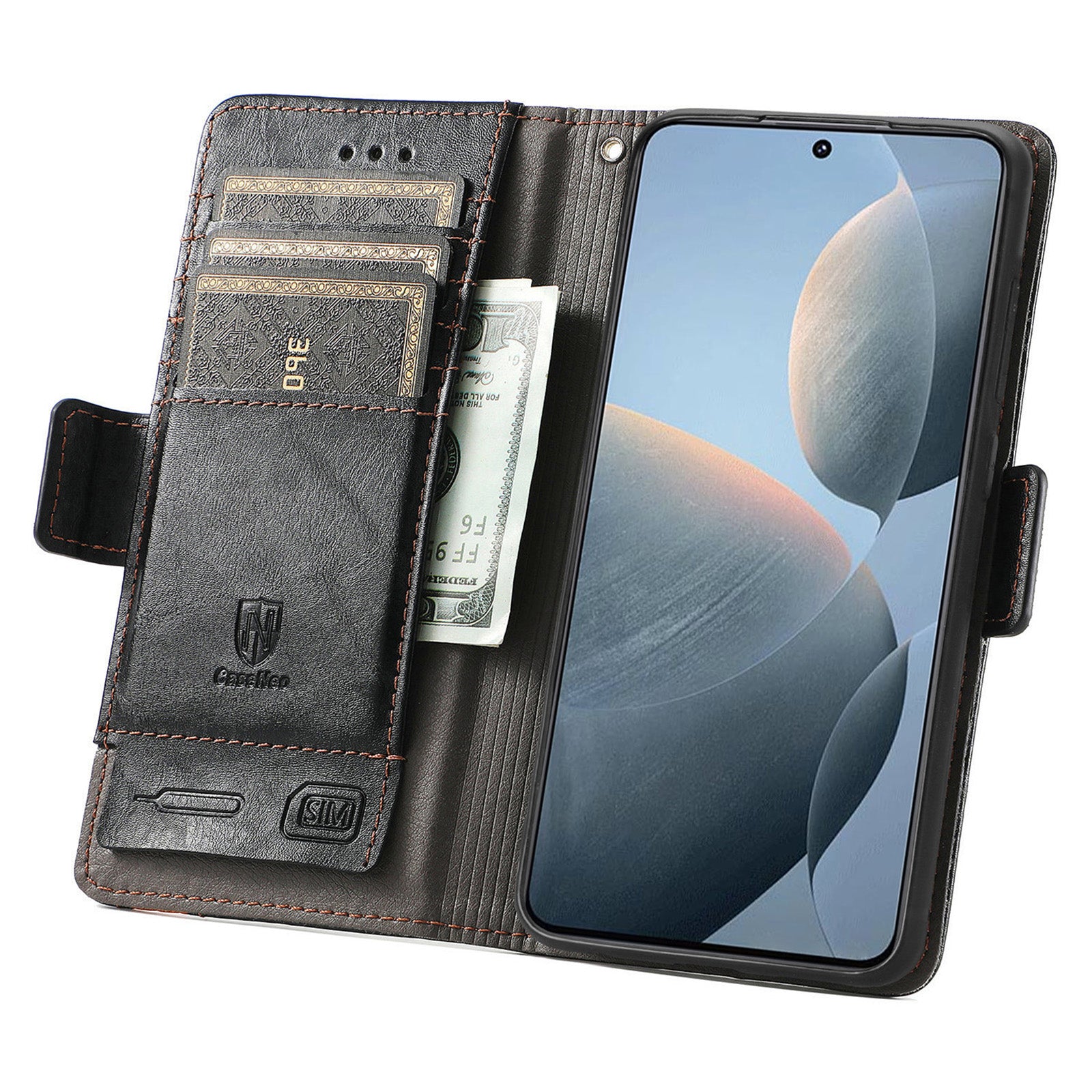 CASENEO 002 Series For Xiaomi Redmi K70E 5G / Poco X6 Pro 5G Wallet Case RFID Blocking PU Leather Phone Cover