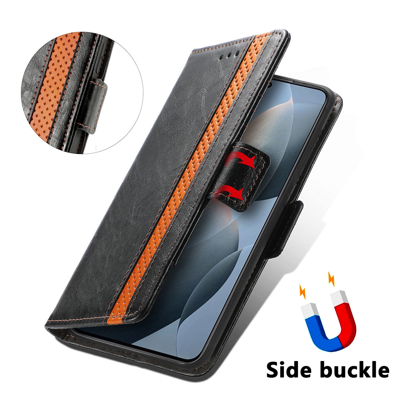 CASENEO 002 Series For Xiaomi Redmi K70E 5G / Poco X6 Pro 5G Wallet Case RFID Blocking PU Leather Phone Cover