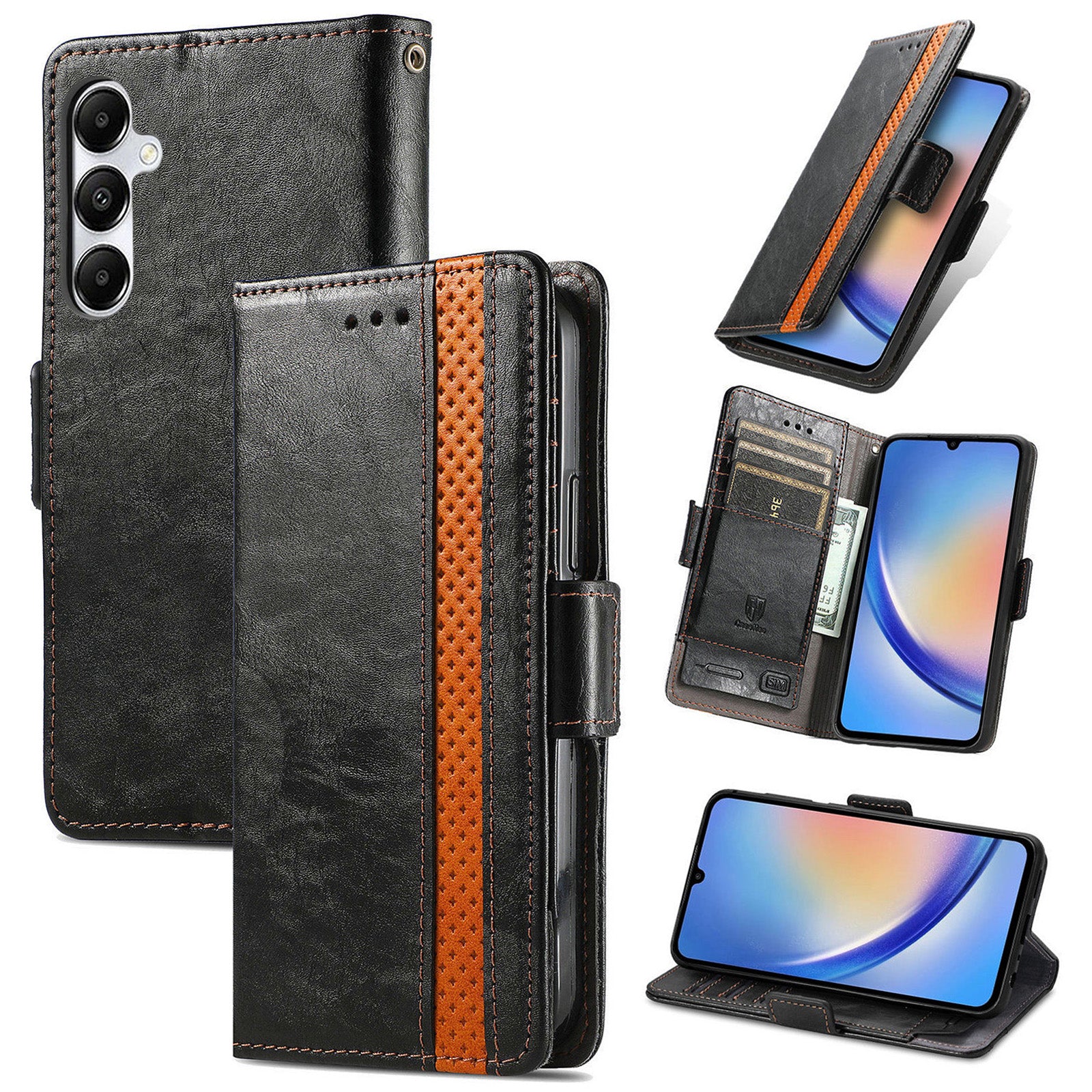 CASENEO 002 Series For Samsung Galaxy A35 5G Case RFID Blocking PU Leather Stand Flip Phone Cover