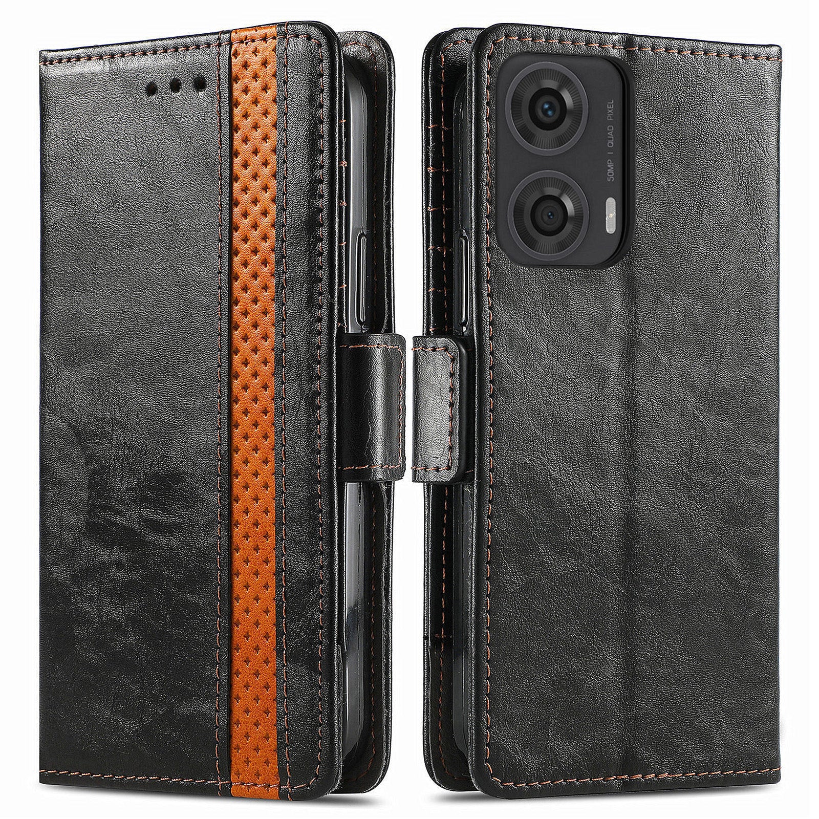 CASENEO 002 Series For Motorola Moto G24 4G / G04 4G Magnetic Phone Case RFID Blocking Splicing Leather Cover