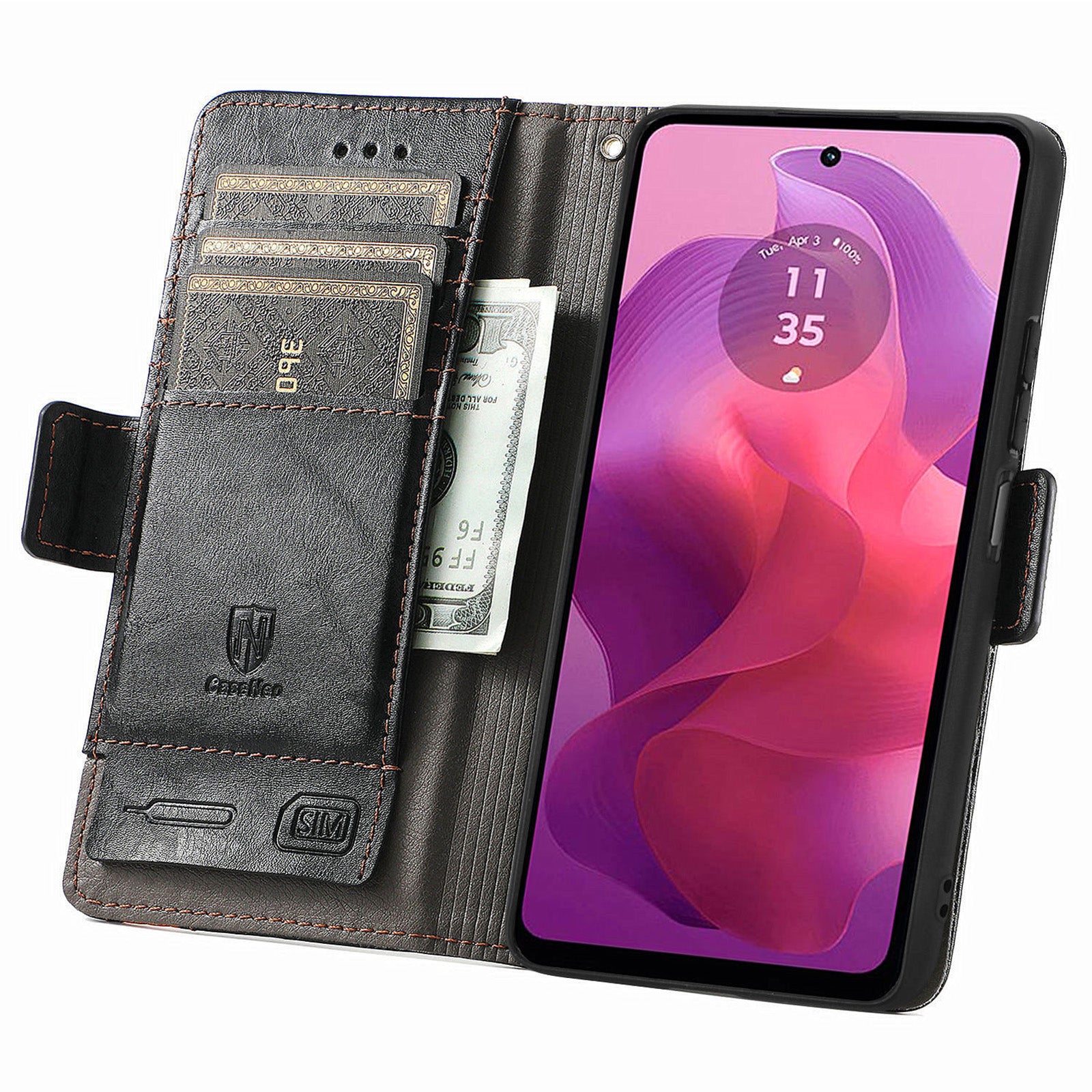 CASENEO 002 Series For Motorola Moto G24 4G / G04 4G Magnetic Phone Case RFID Blocking Splicing Leather Cover