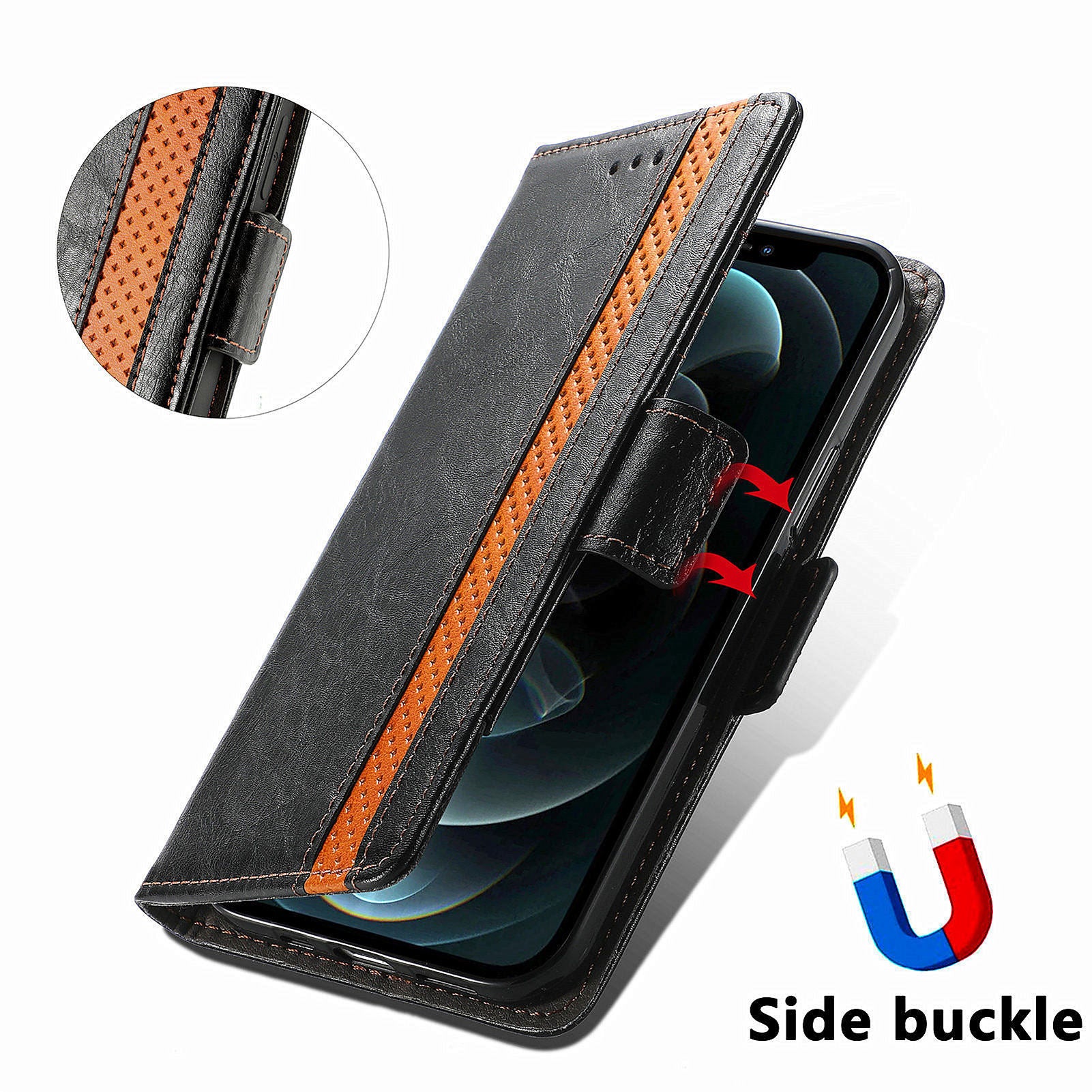 CASENEO 002 Series For Motorola Moto G24 4G / G04 4G Magnetic Phone Case RFID Blocking Splicing Leather Cover