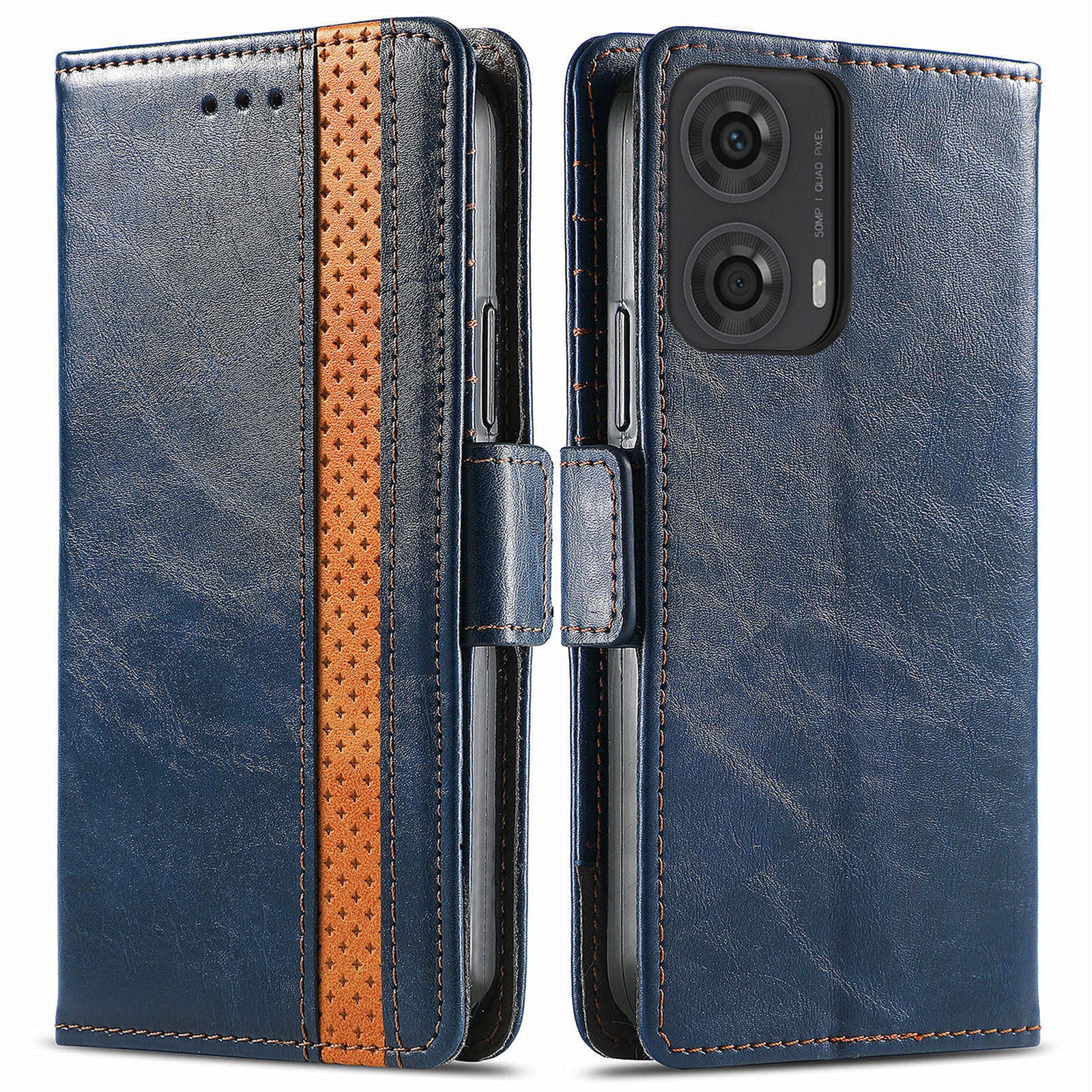 CASENEO 002 Series For Motorola Moto G24 4G / G04 4G Magnetic Phone Case RFID Blocking Splicing Leather Cover