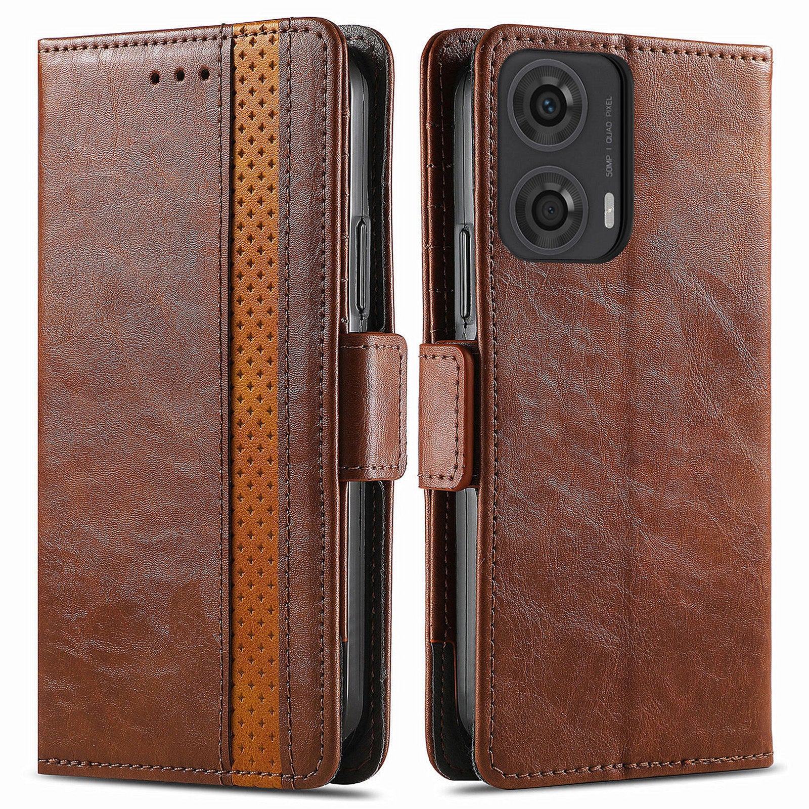 CASENEO 002 Series For Motorola Moto G24 4G / G04 4G Magnetic Phone Case RFID Blocking Splicing Leather Cover