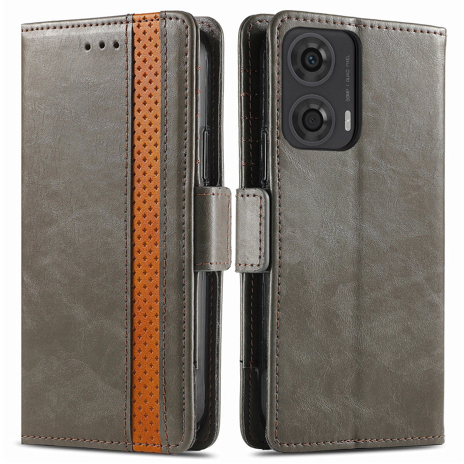CASENEO 002 Series For Motorola Moto G24 4G / G04 4G Magnetic Phone Case RFID Blocking Splicing Leather Cover