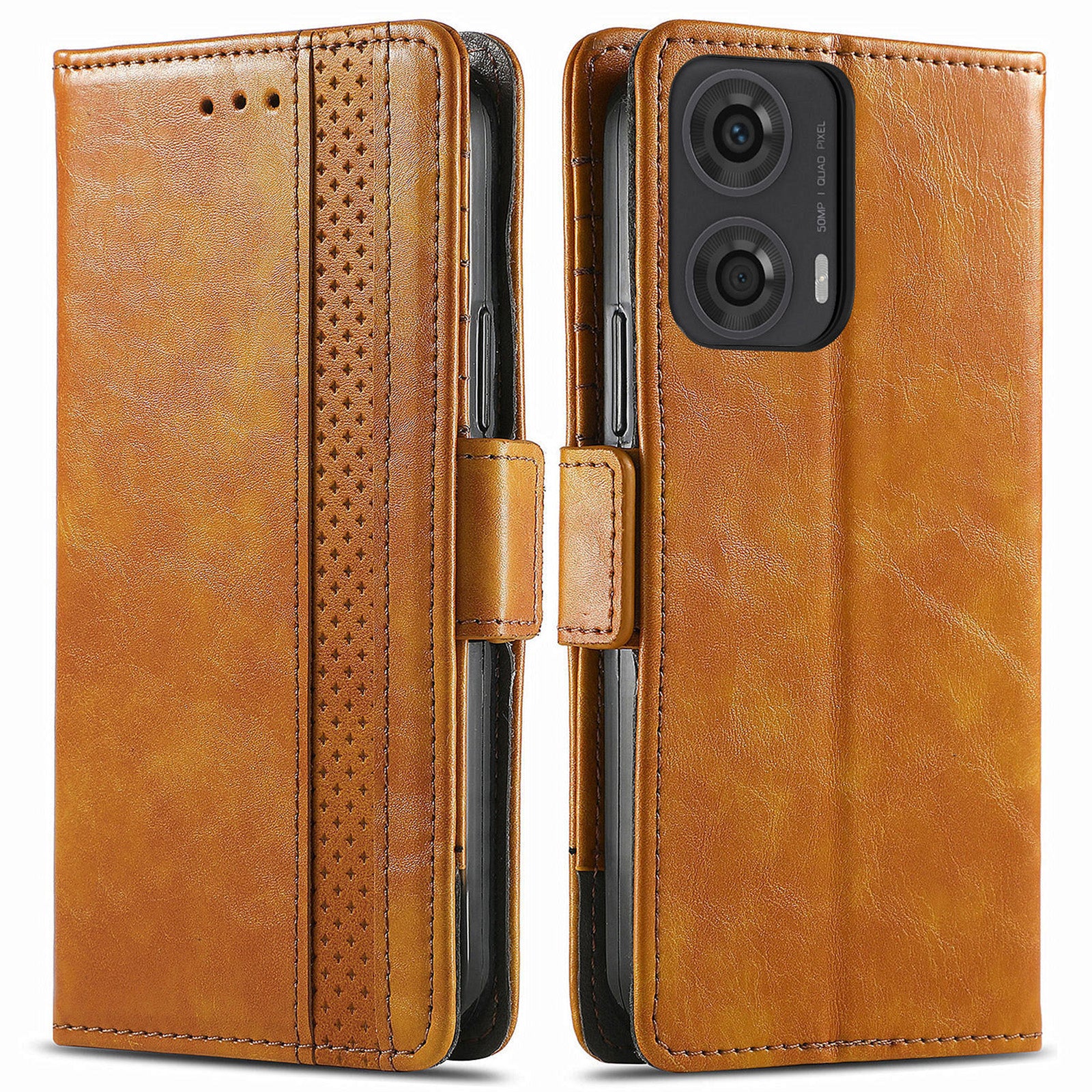 CASENEO 002 Series For Motorola Moto G24 4G / G04 4G Magnetic Phone Case RFID Blocking Splicing Leather Cover