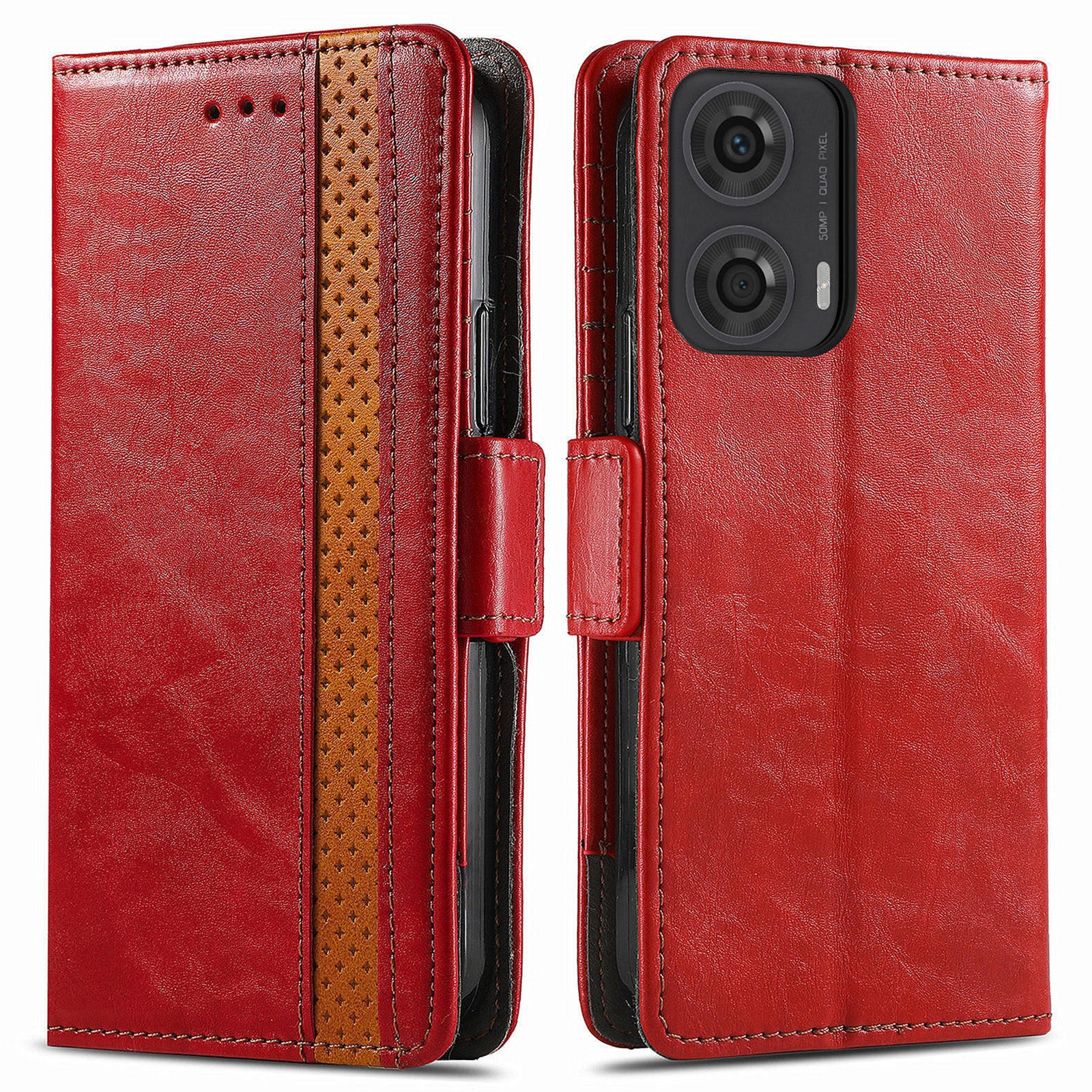 CASENEO 002 Series For Motorola Moto G24 4G / G04 4G Magnetic Phone Case RFID Blocking Splicing Leather Cover