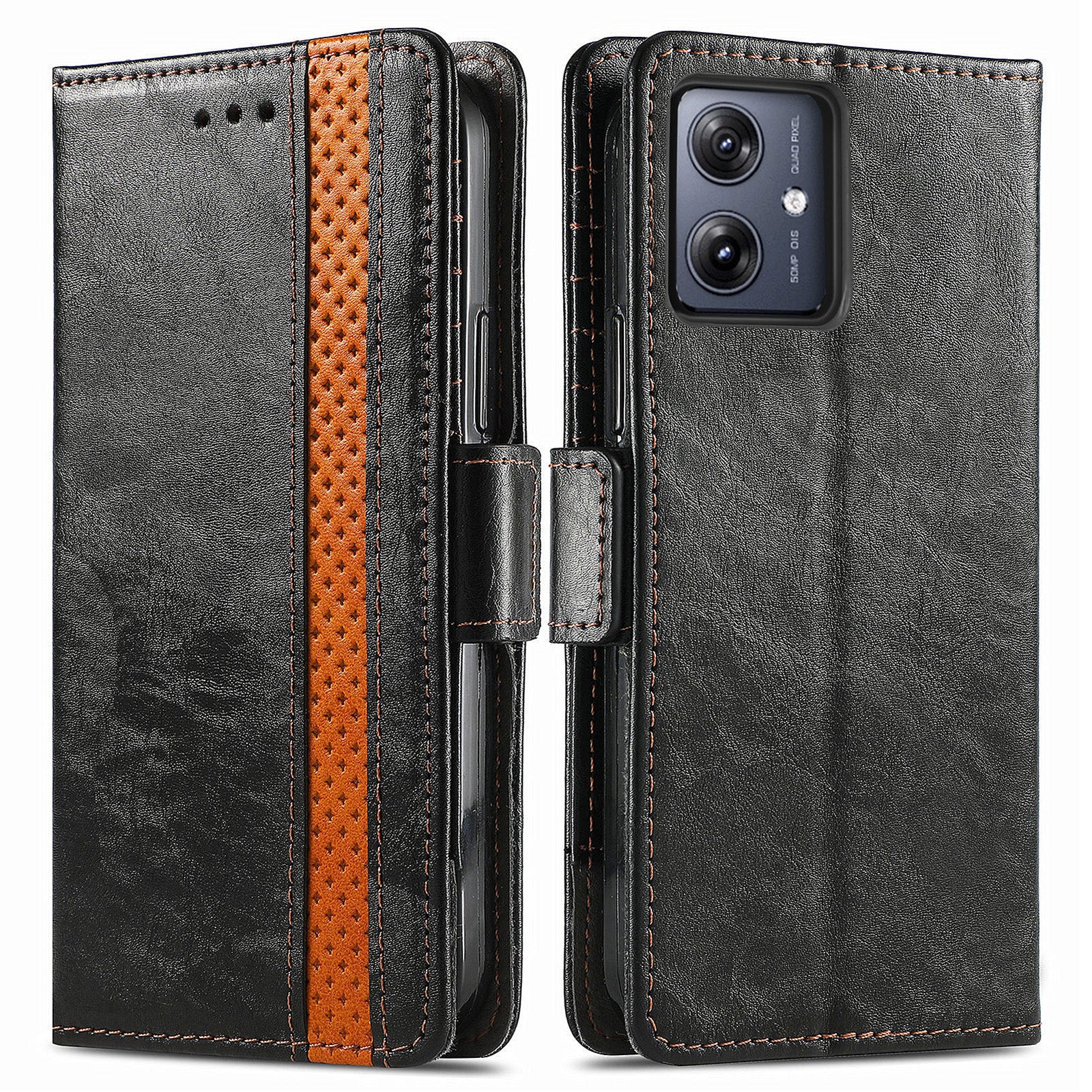 CASENEO 002 Series For Motorola Moto G54 5G Wallet Case RFID Blocking PU Leather Flip Phone Cover