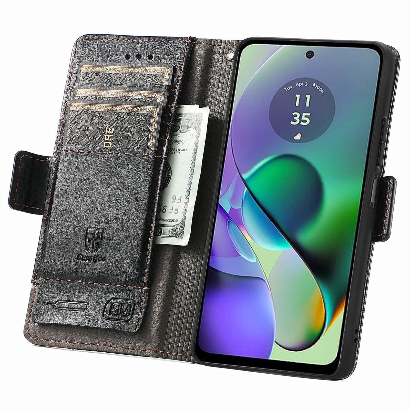 CASENEO 002 Series For Motorola Moto G54 5G Wallet Case RFID Blocking PU Leather Flip Phone Cover