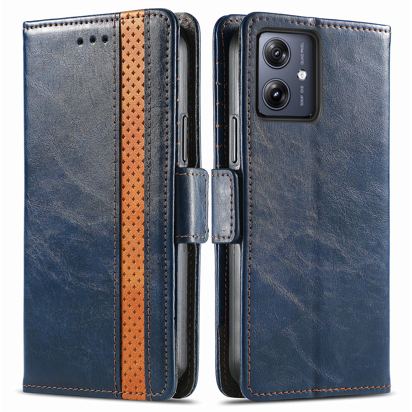 CASENEO 002 Series For Motorola Moto G54 5G Wallet Case RFID Blocking PU Leather Flip Phone Cover