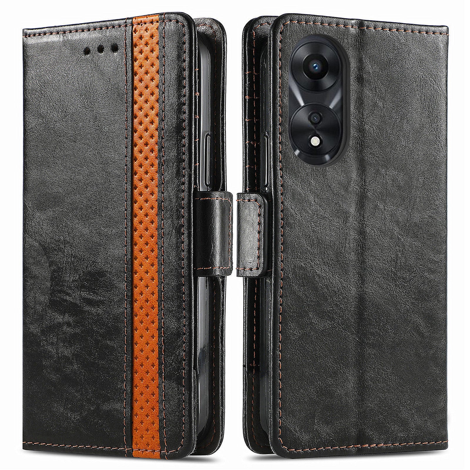 CASENEO 002 Series For Oppo A58 4G Wallet Phone Case RFID Blocking PU Leather Folio Flip Cover