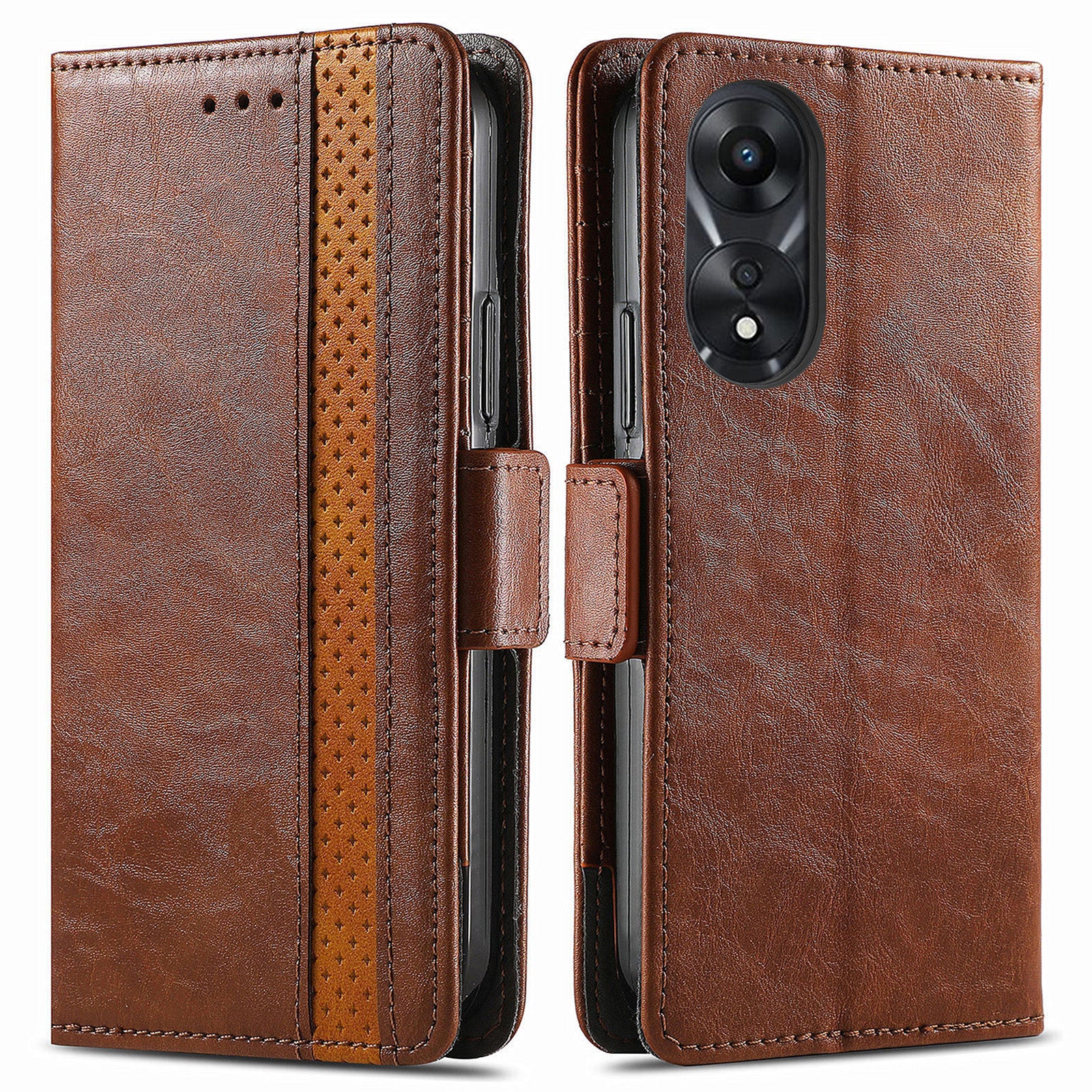 CASENEO 002 Series For Oppo A58 4G Wallet Phone Case RFID Blocking PU Leather Folio Flip Cover