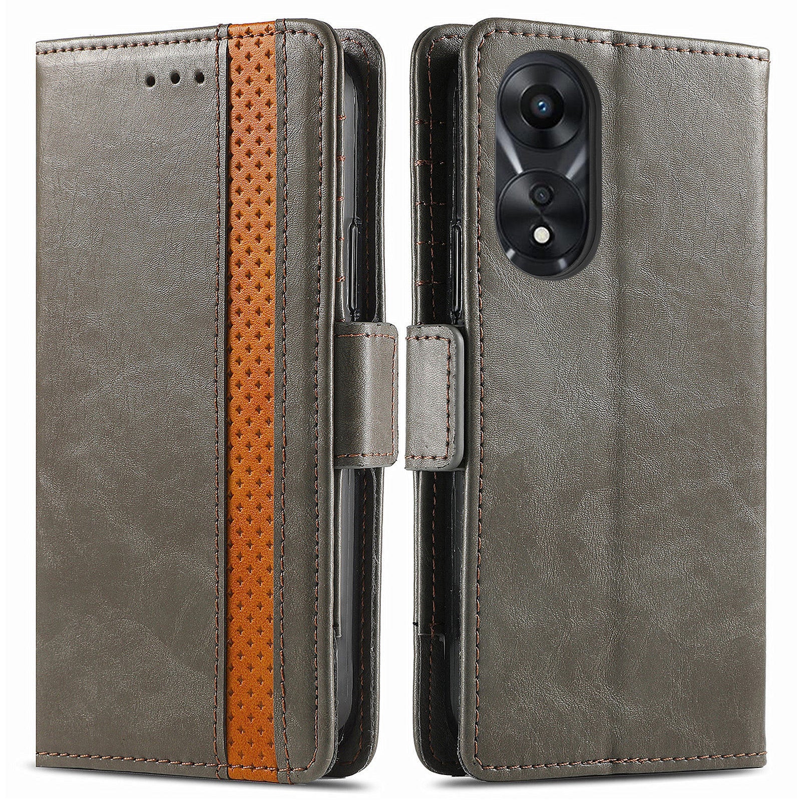 CASENEO 002 Series For Oppo A58 4G Wallet Phone Case RFID Blocking PU Leather Folio Flip Cover