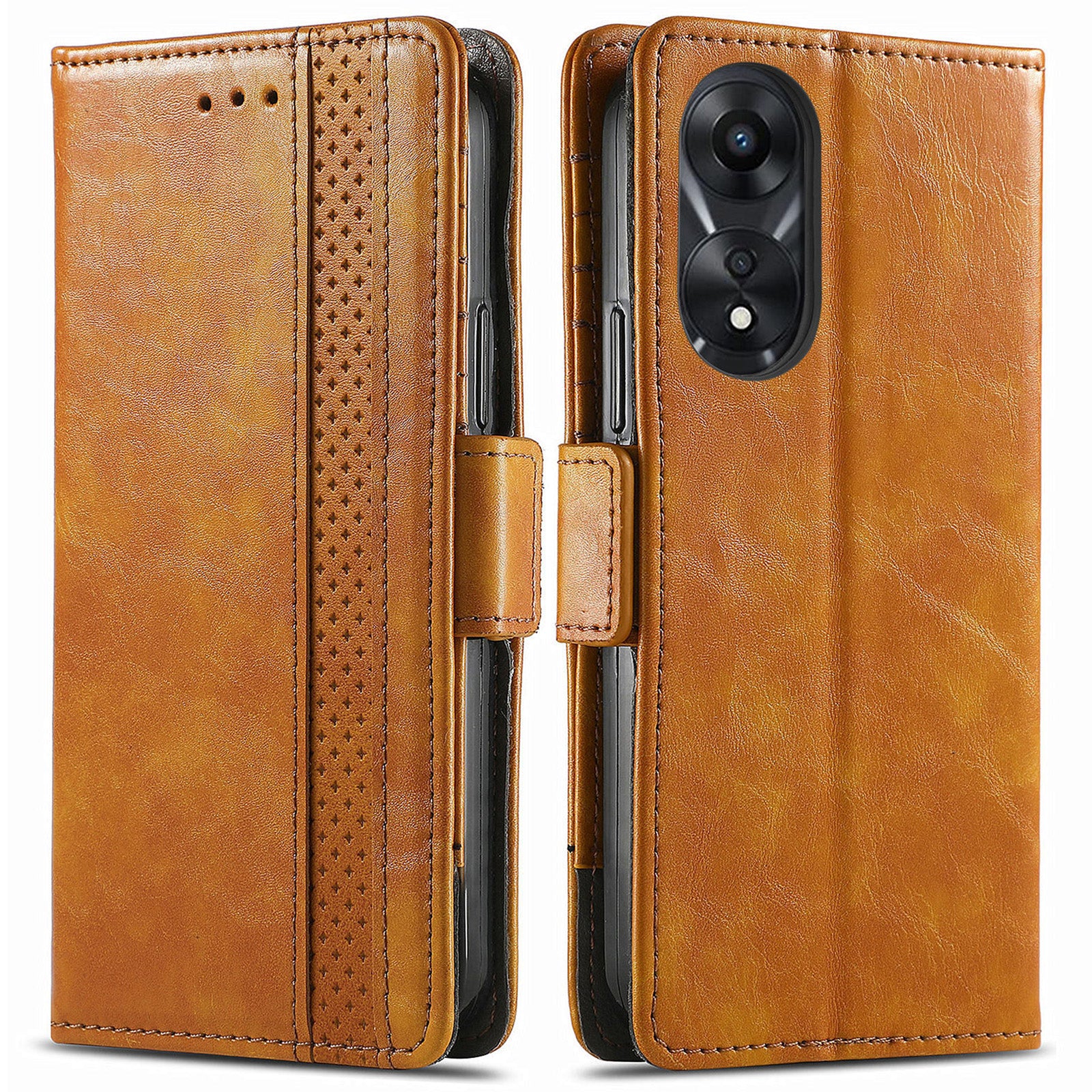 CASENEO 002 Series For Oppo A58 4G Wallet Phone Case RFID Blocking PU Leather Folio Flip Cover