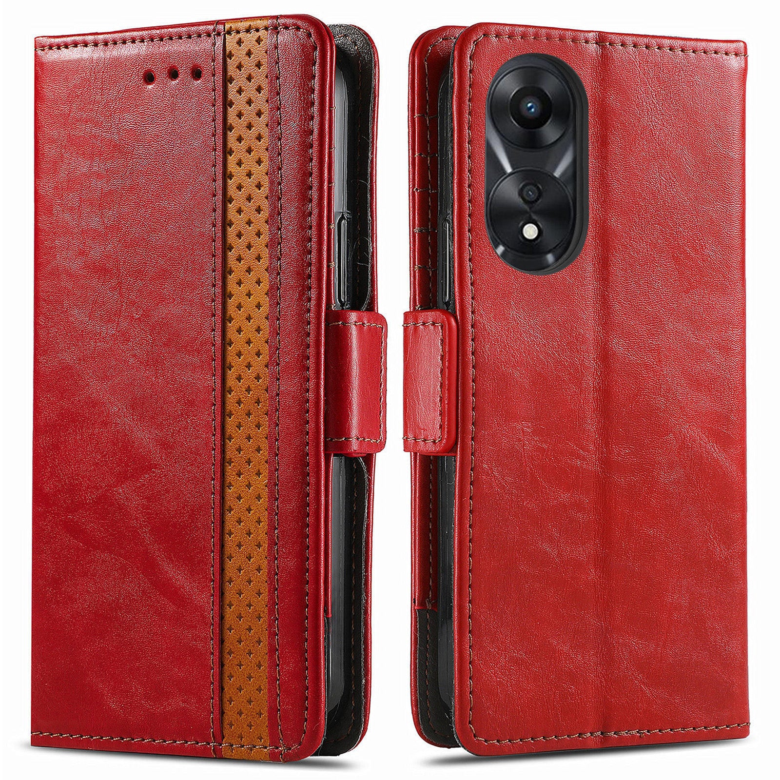 CASENEO 002 Series For Oppo A58 4G Wallet Phone Case RFID Blocking PU Leather Folio Flip Cover