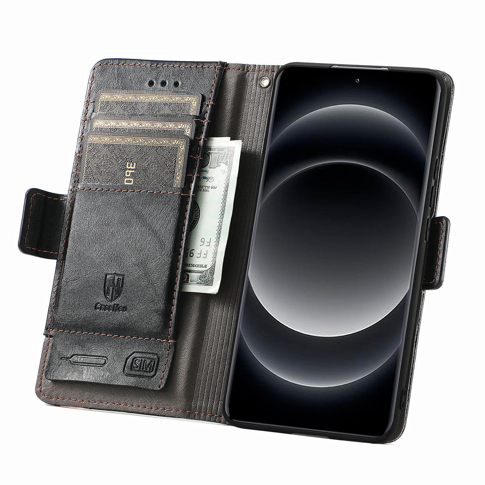 CASENEO 002 Series For Xiaomi 14 Ultra Case PU Leather RFID Blocking Folio Phone Cover