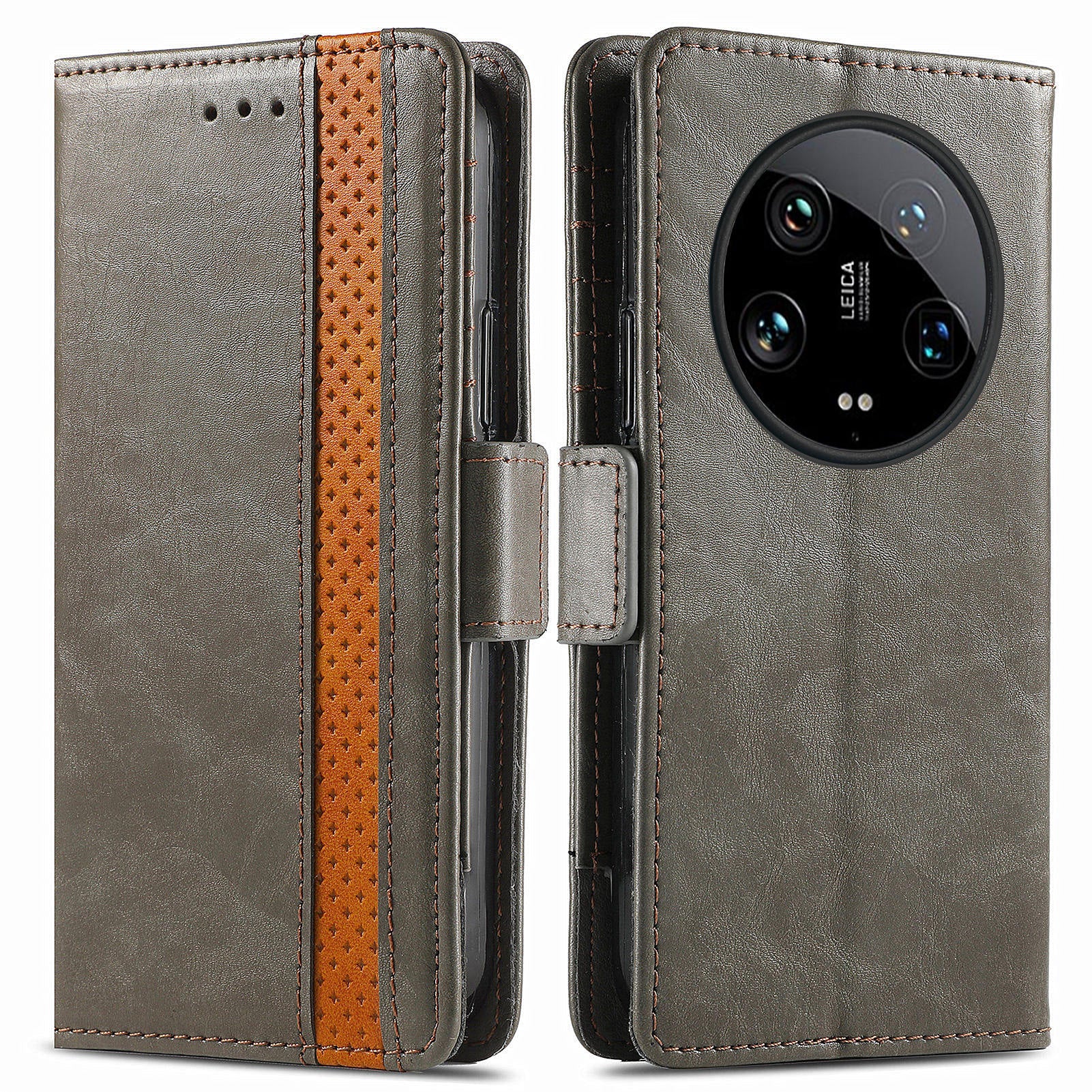 CASENEO 002 Series For Xiaomi 14 Ultra Case PU Leather RFID Blocking Folio Phone Cover