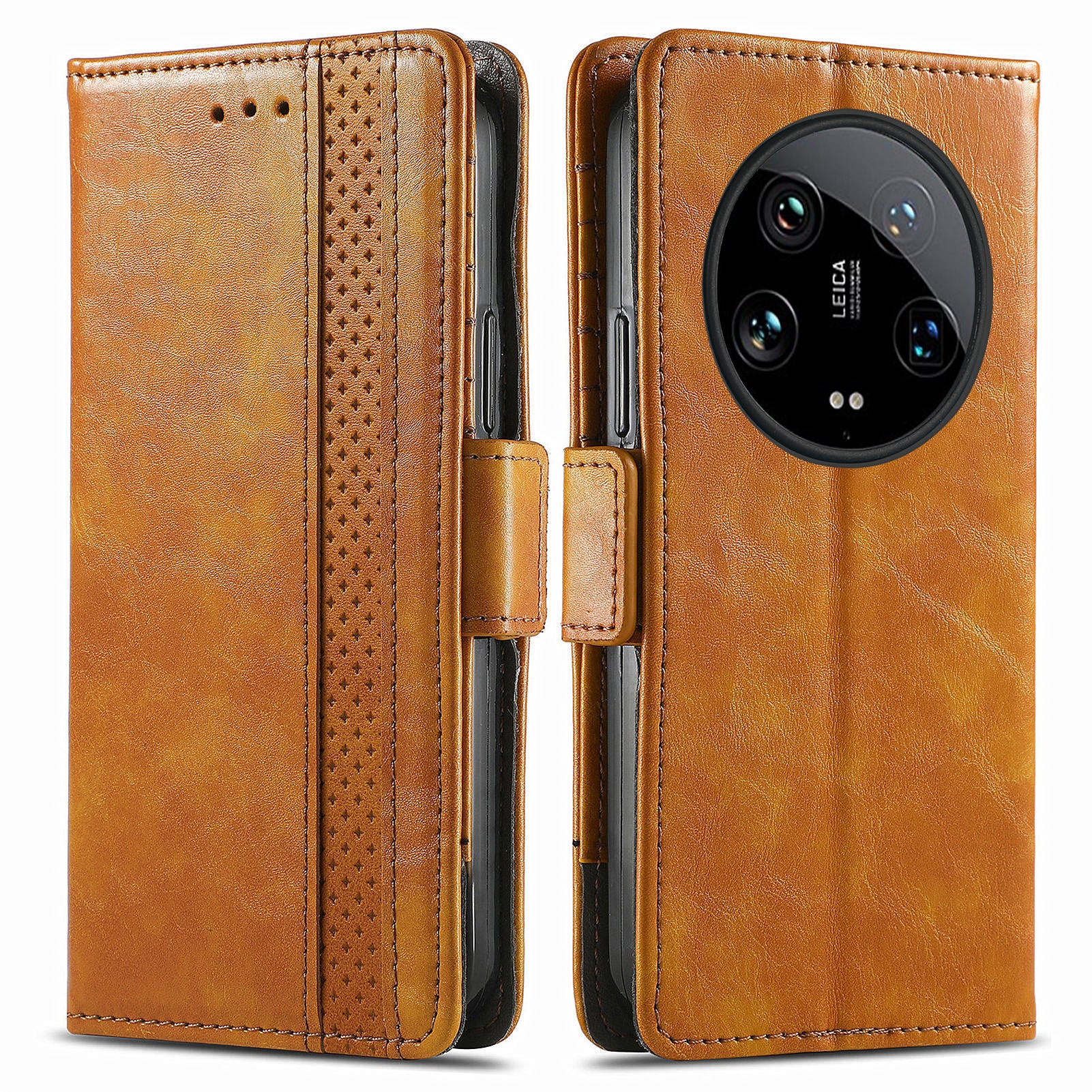 CASENEO 002 Series For Xiaomi 14 Ultra Case PU Leather RFID Blocking Folio Phone Cover