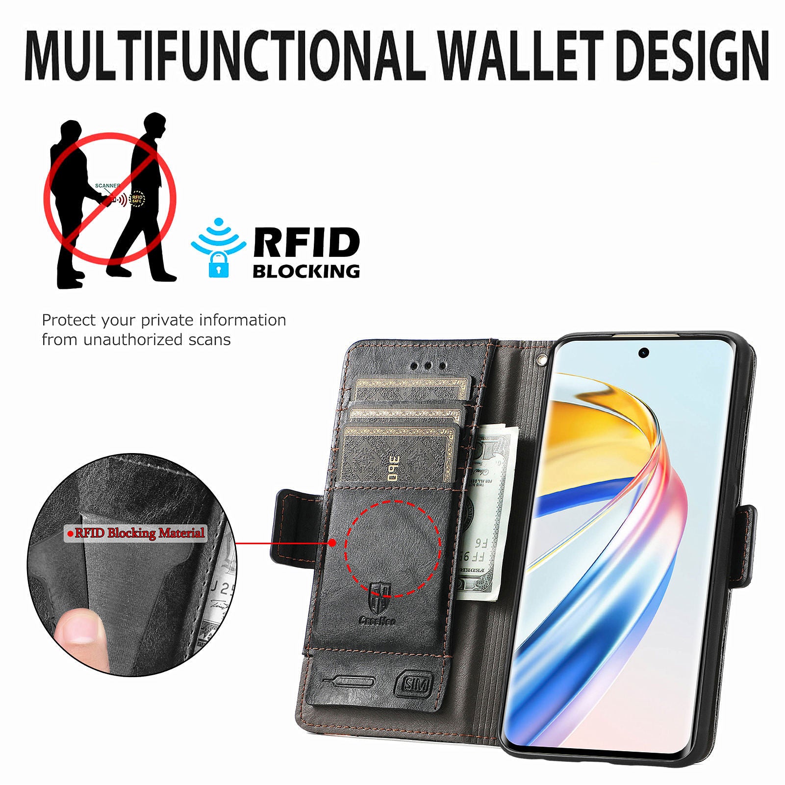 CASENEO 002 Series For Honor X9b 5G / X50 5G / Magic6 Lite 5G Leather Wallet Case Stand Phone Cover