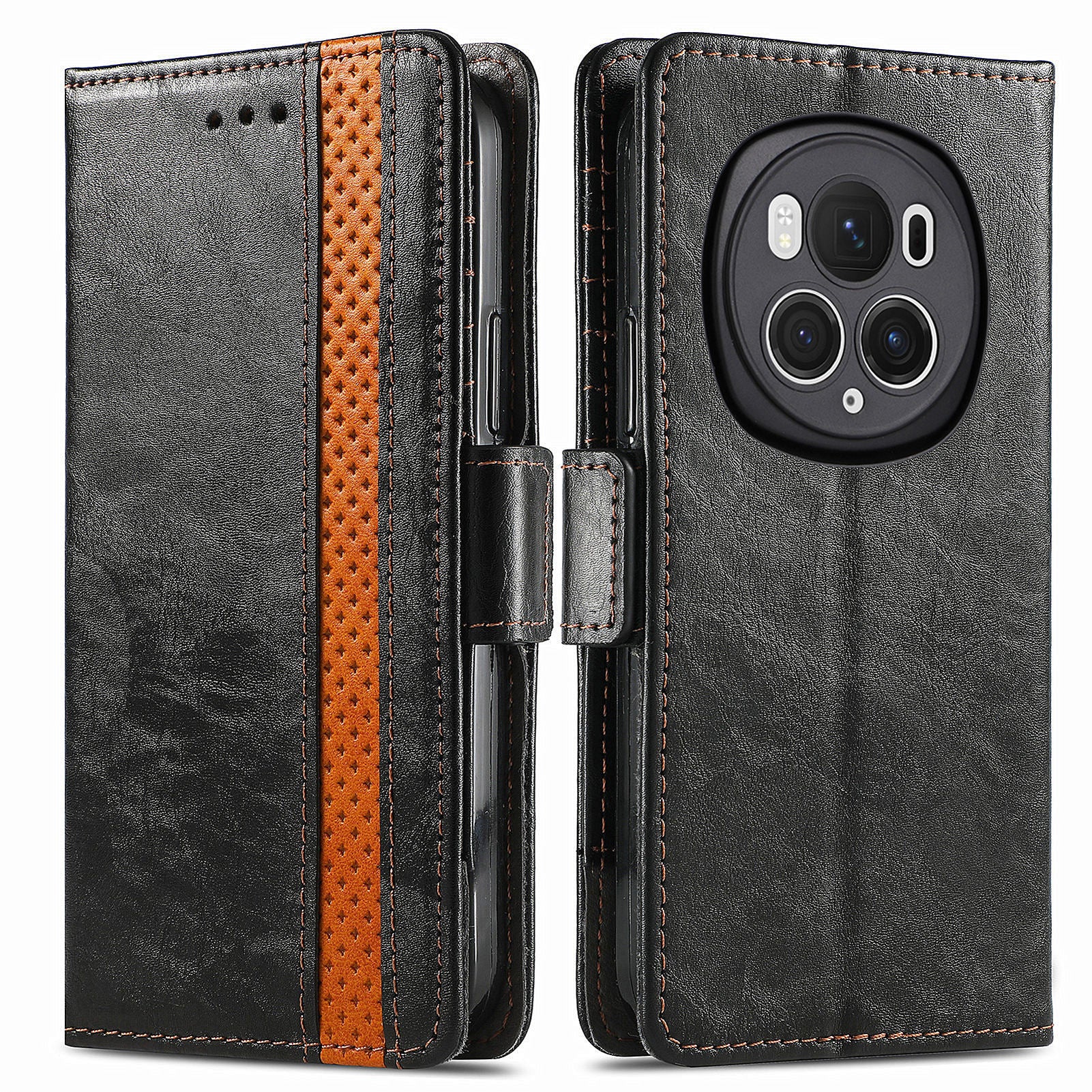 CASENEO 002 Series For Honor Magic6 Pro 5G Leather Case RFID Blocking Wallet Splicing Phone Cover