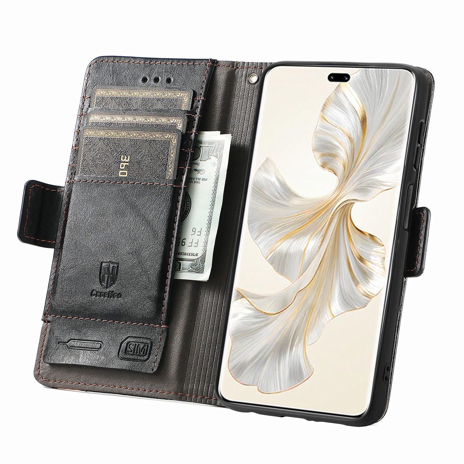 CASENEO 002 Series For Honor 100 Pro 5G Wallet Case RFID Blocking PU Leather Phone Cover