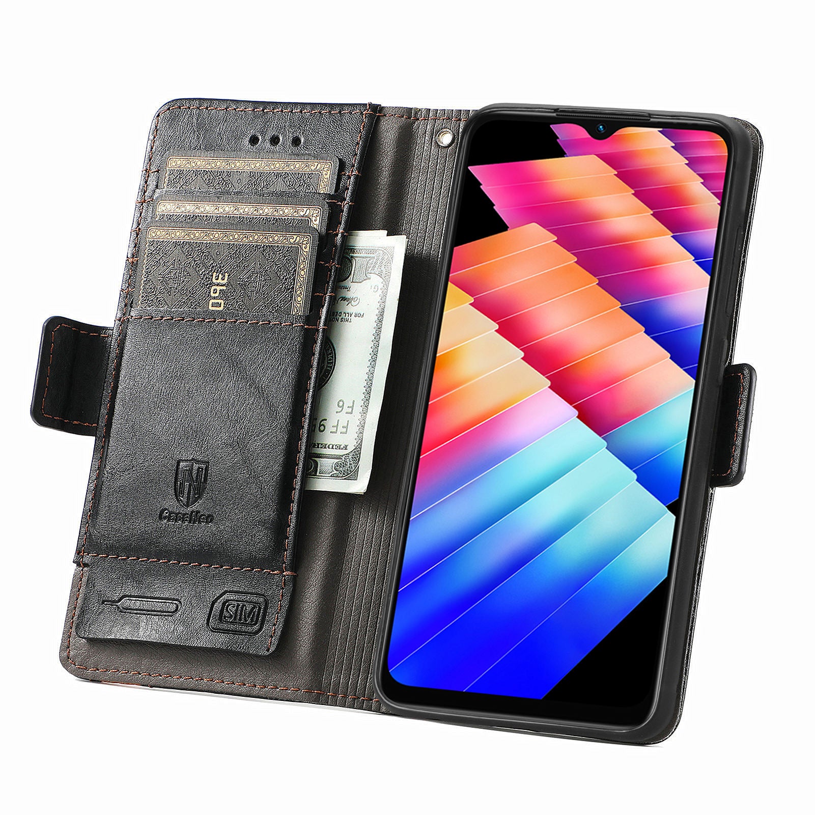 CASENEO 002 Series For Transsion Infinix Hot 30i Case PU Leather Flip Shockproof Phone Cover RFID Blocking