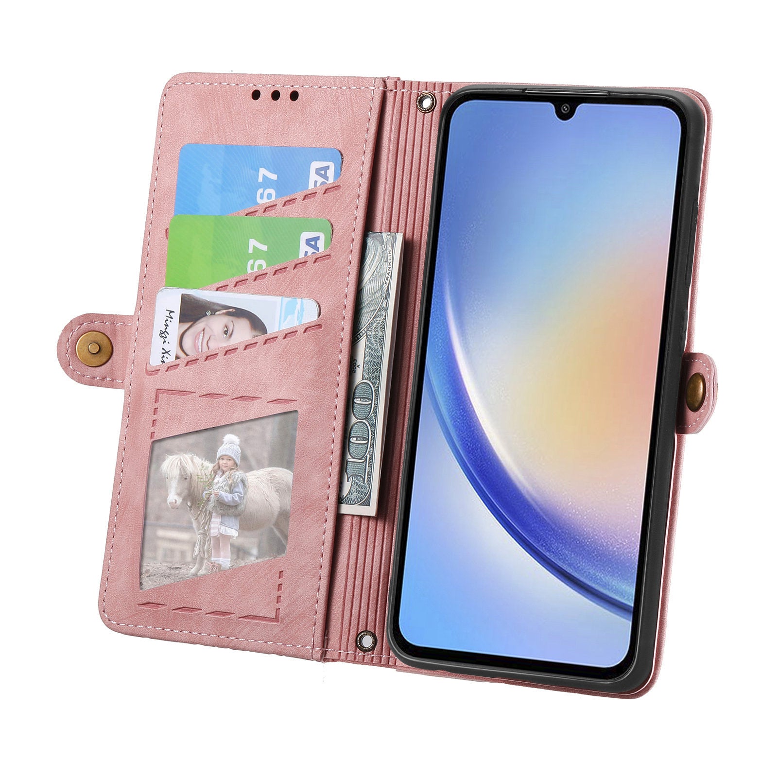 For Samsung Galaxy A35 5G Case Geometry Imprinted Leather Cover with Zipper Pocket Wallet