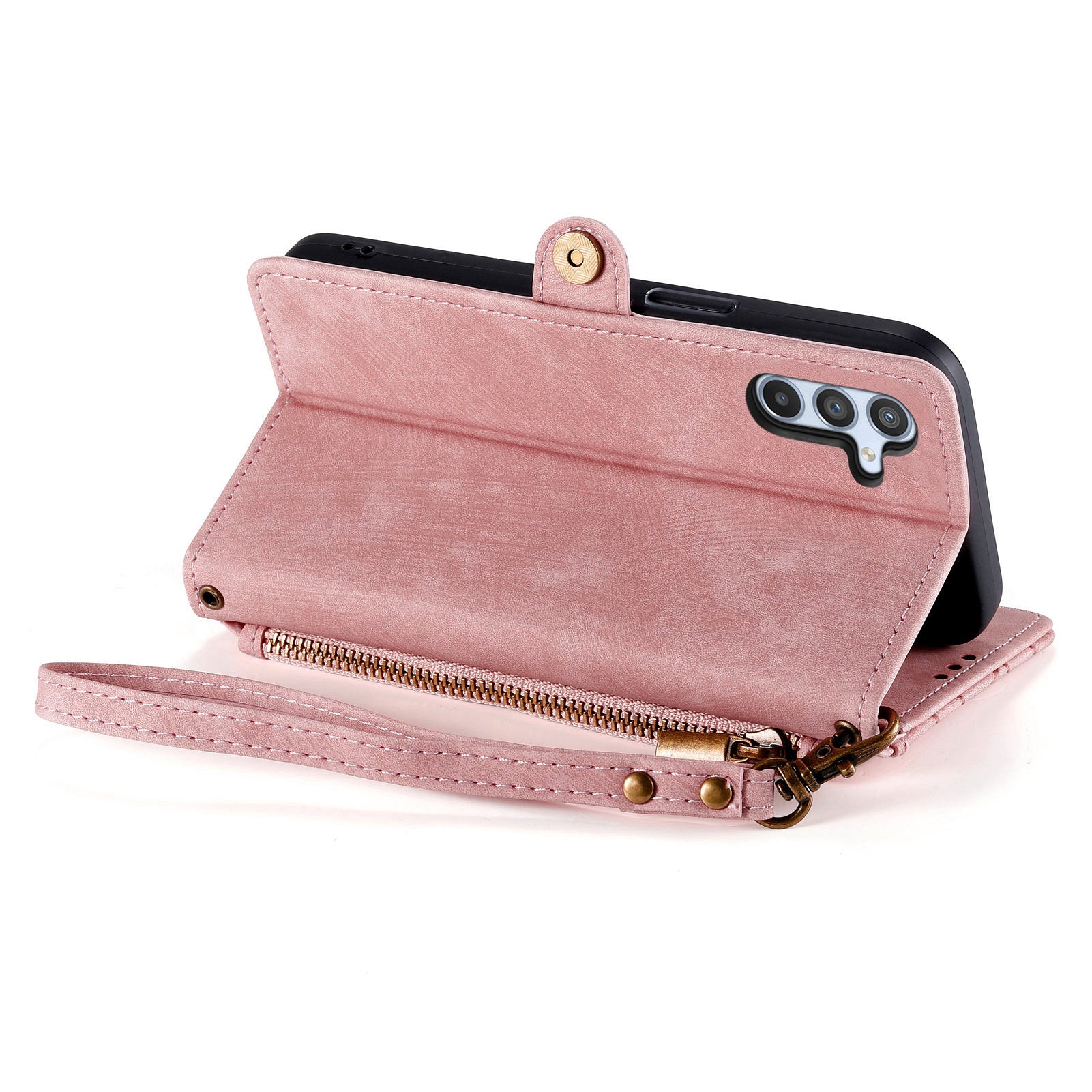 For Samsung Galaxy A35 5G Case Geometry Imprinted Leather Cover with Zipper Pocket Wallet
