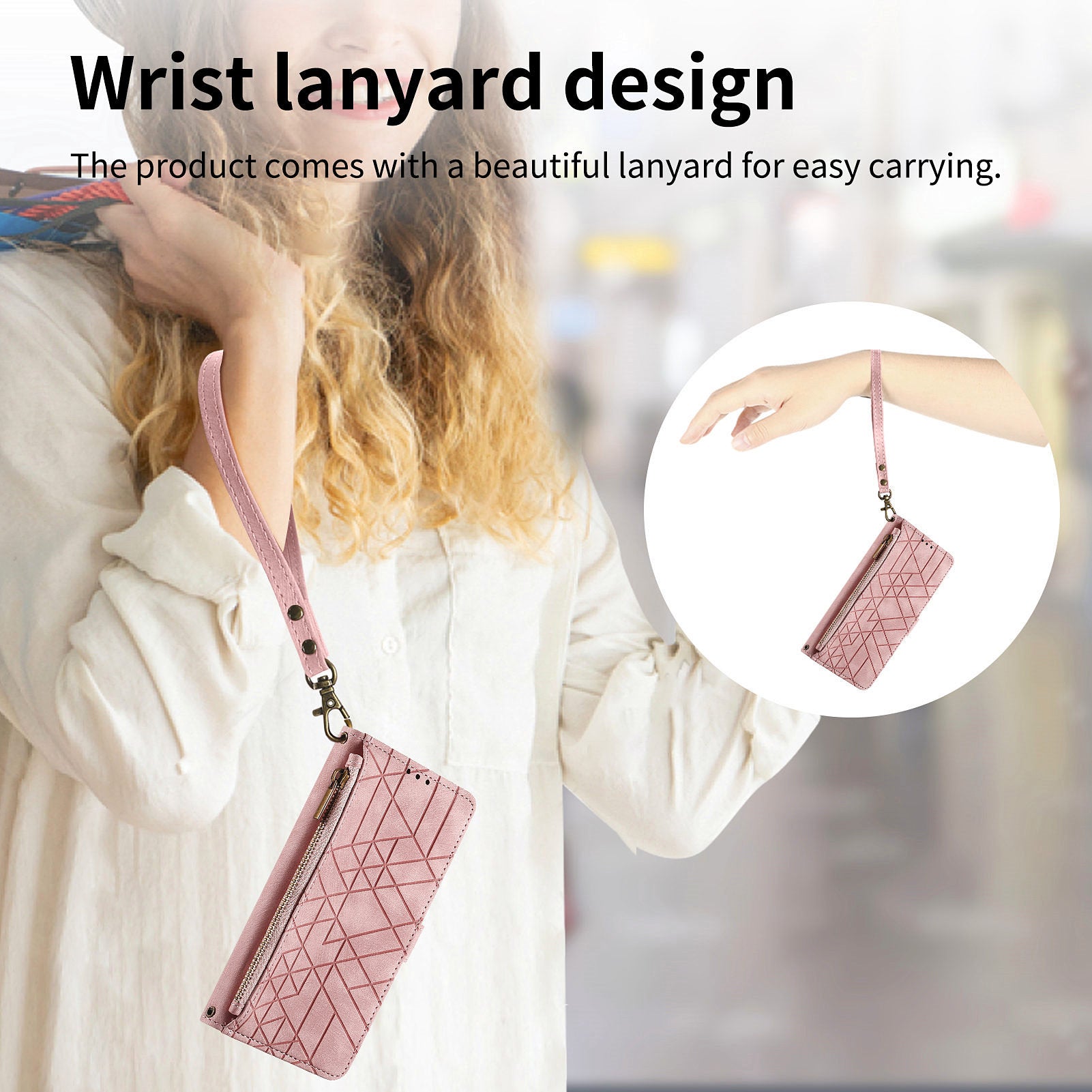 For Samsung Galaxy A05s 4G Wallet Phone Case Stand Anti-Scratch Phone Cover with Wrist Strap