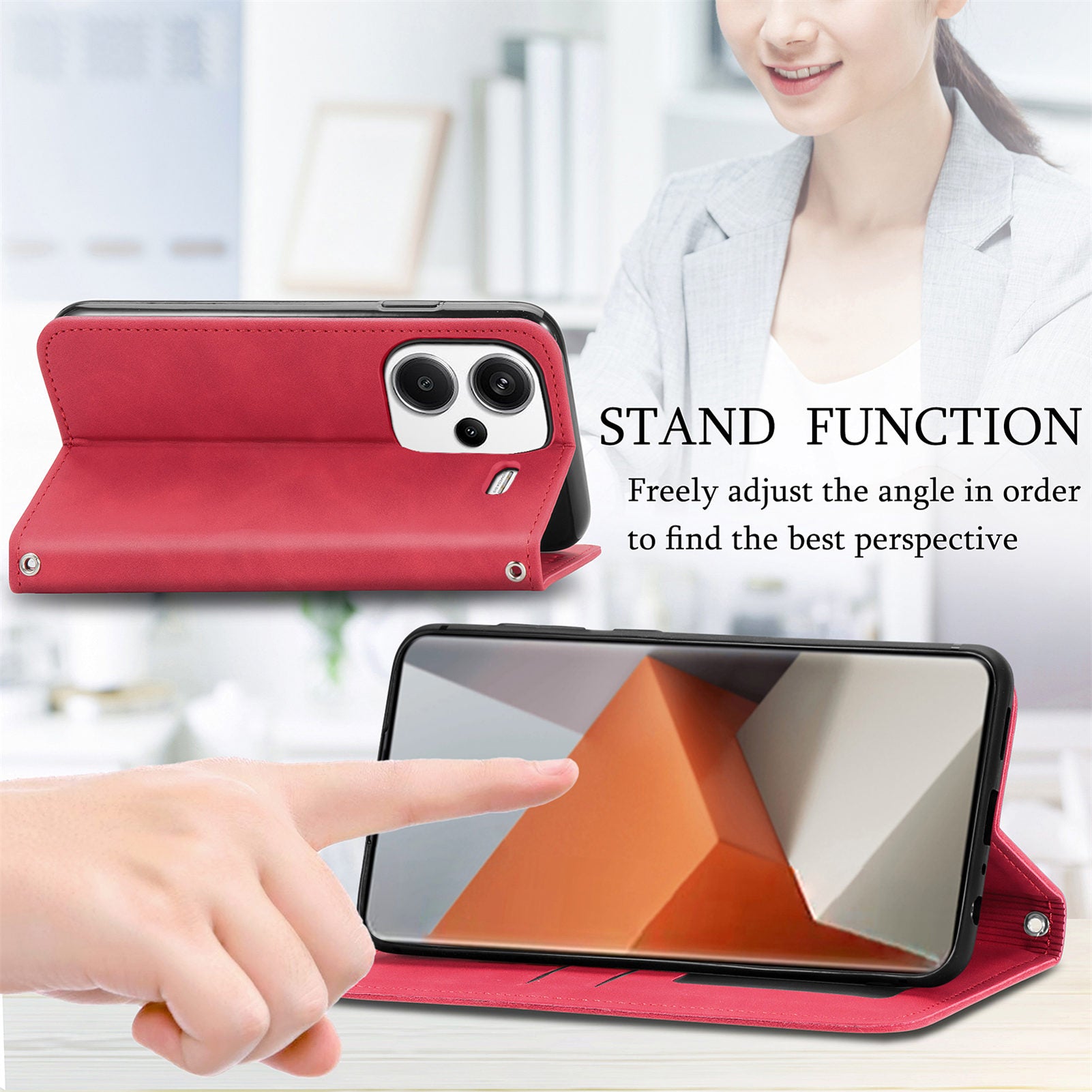 For Xiaomi Redmi Note 13 Pro+ 5G Leather Wallet Case Magnetic Closing Skin-touch Phone Cover